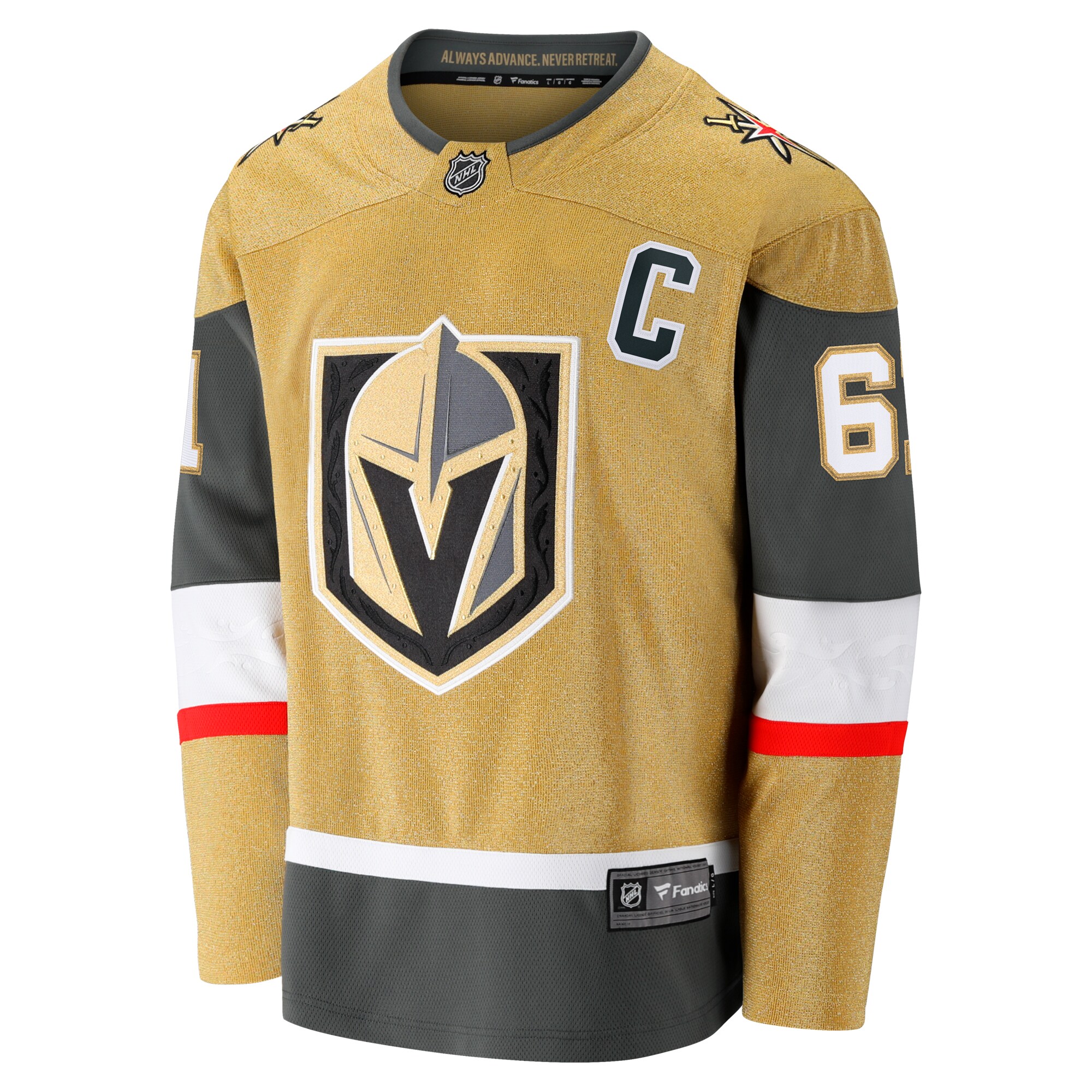Alternative view of Men's Vegas Golden Knights Mark Stone Gold Home Breakaway Jersey - JS335 