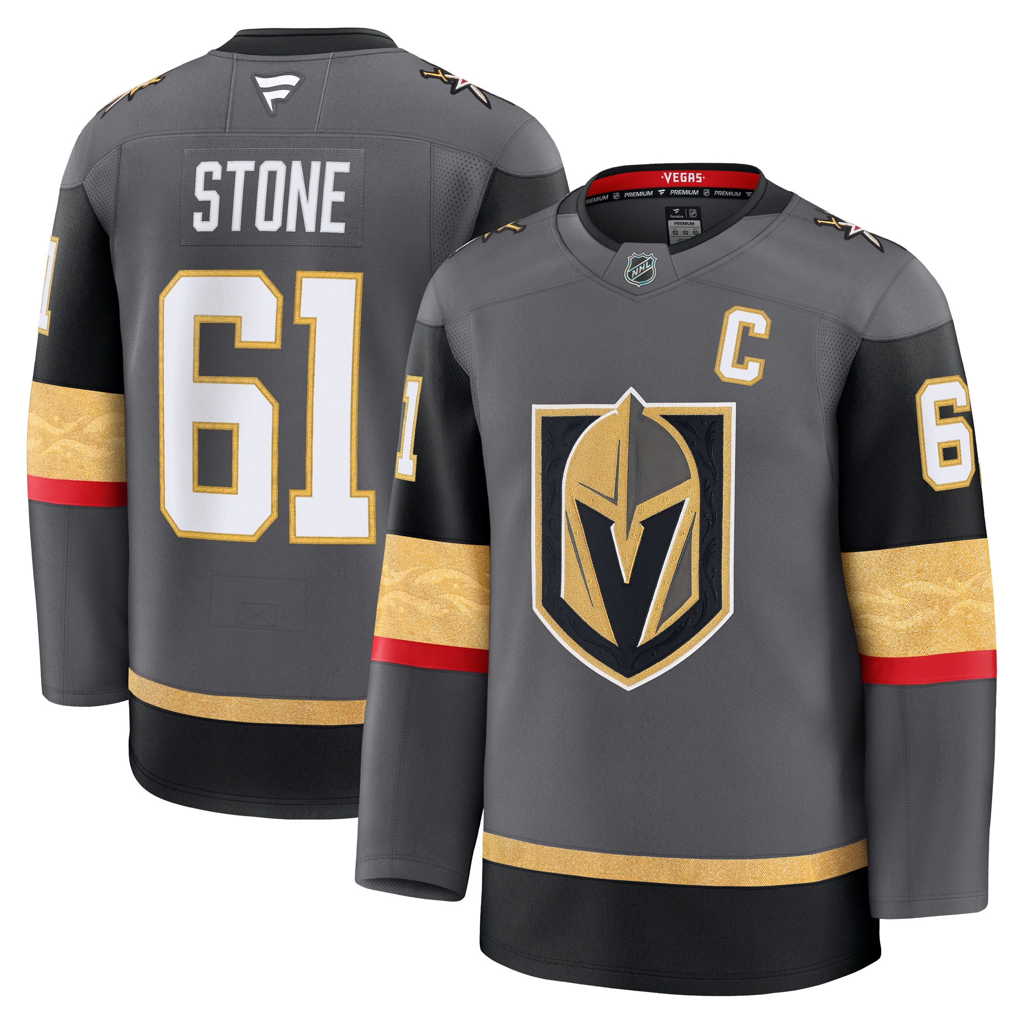 Men's Vegas Golden Knights Mark Stone Gray Alternate Premium Jersey - JS378 