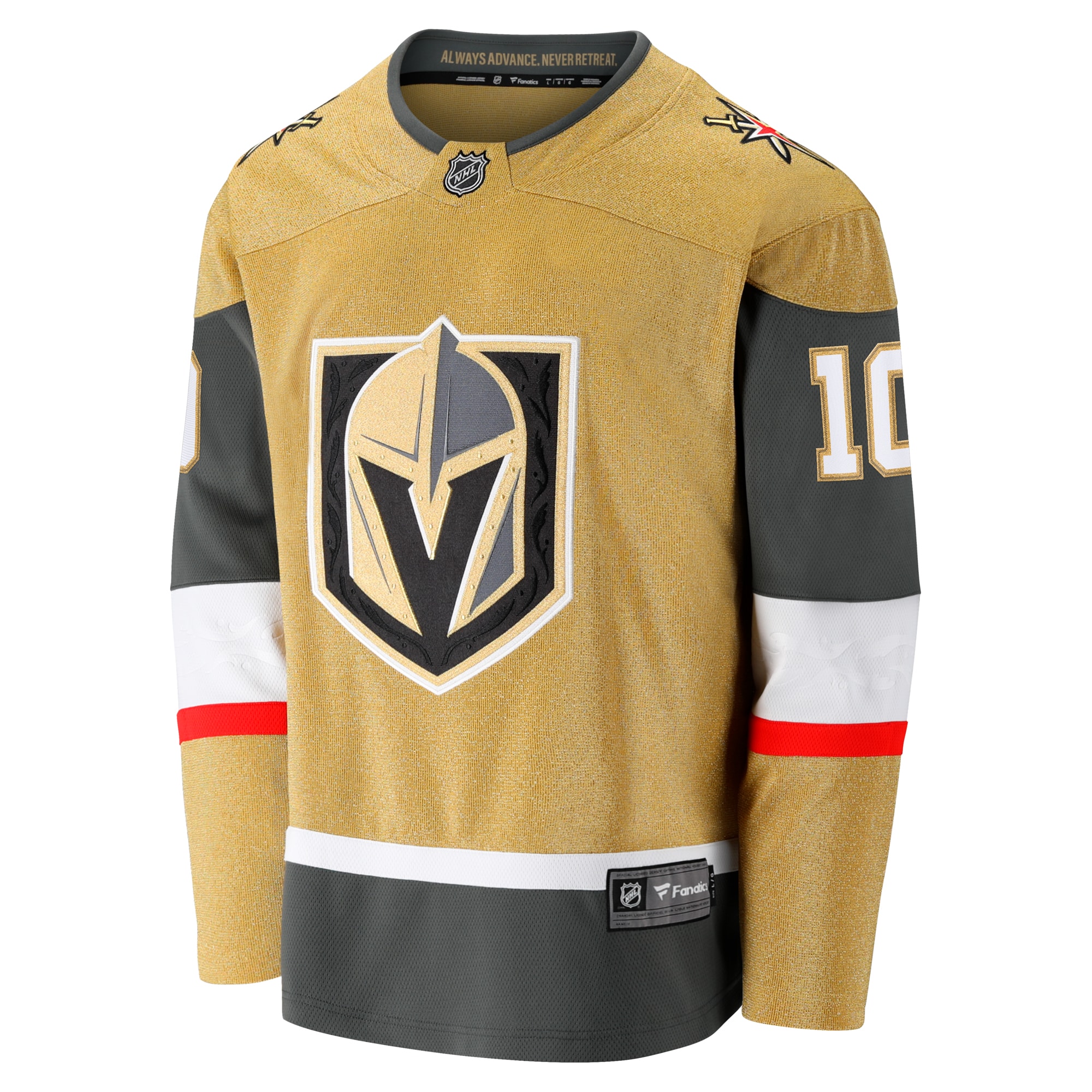 Alternative view of Men's Vegas Golden Knights Nicolas Roy Gold Home Breakaway Jersey - JS937 