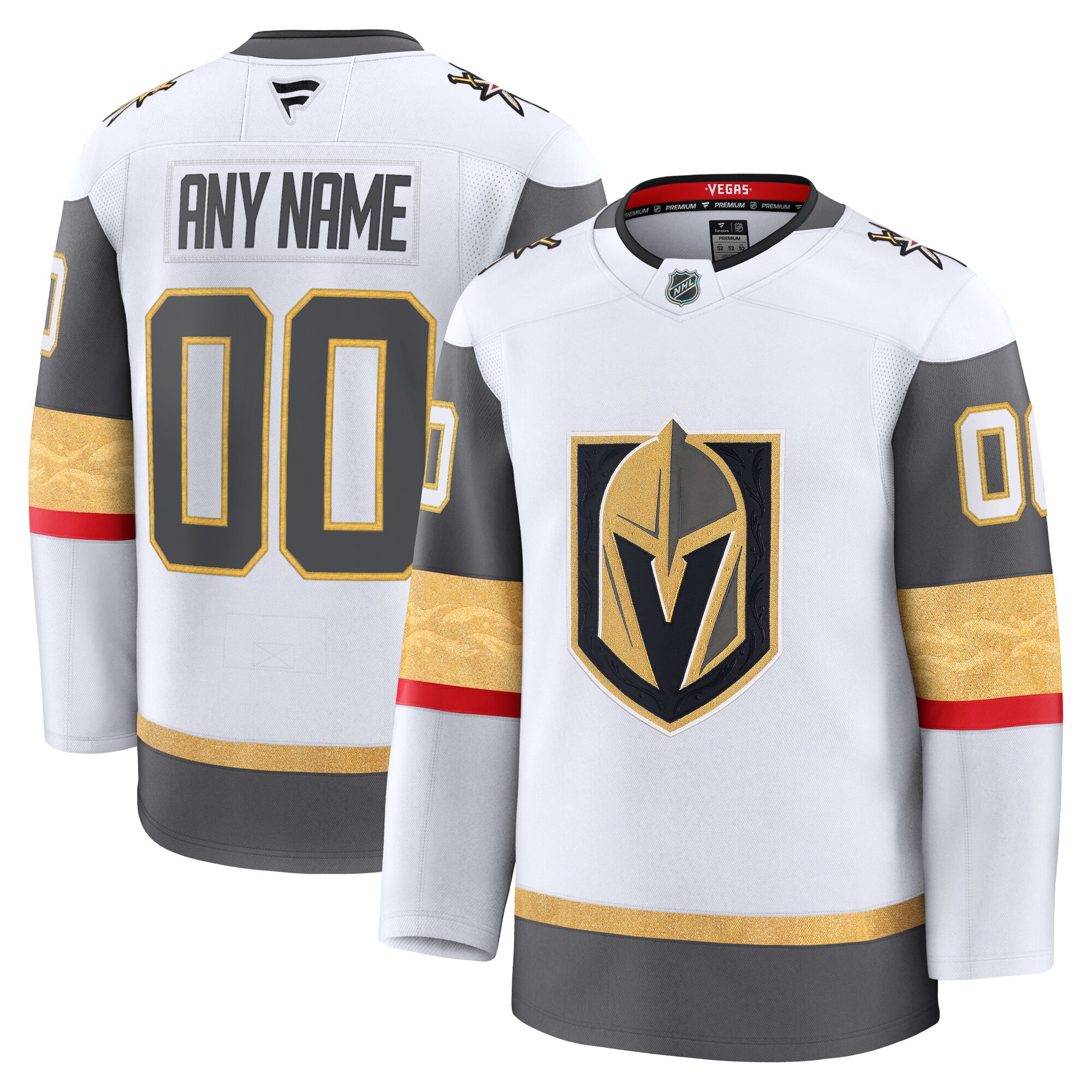 Men's Vegas Golden Knights White Away Premium Custom Jersey - JS876 