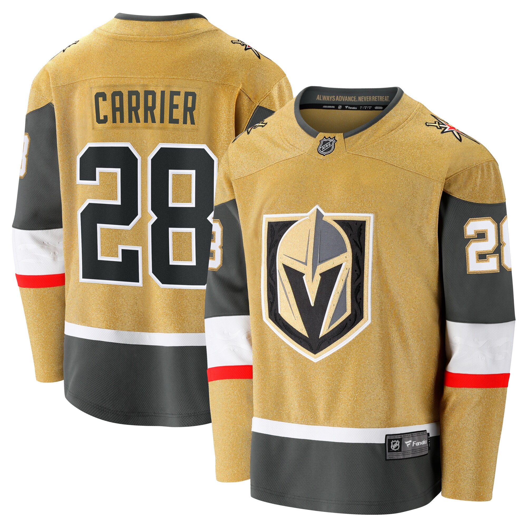 Men's Vegas Golden Knights William Carrier Gold Home Breakaway Jersey - JS356 