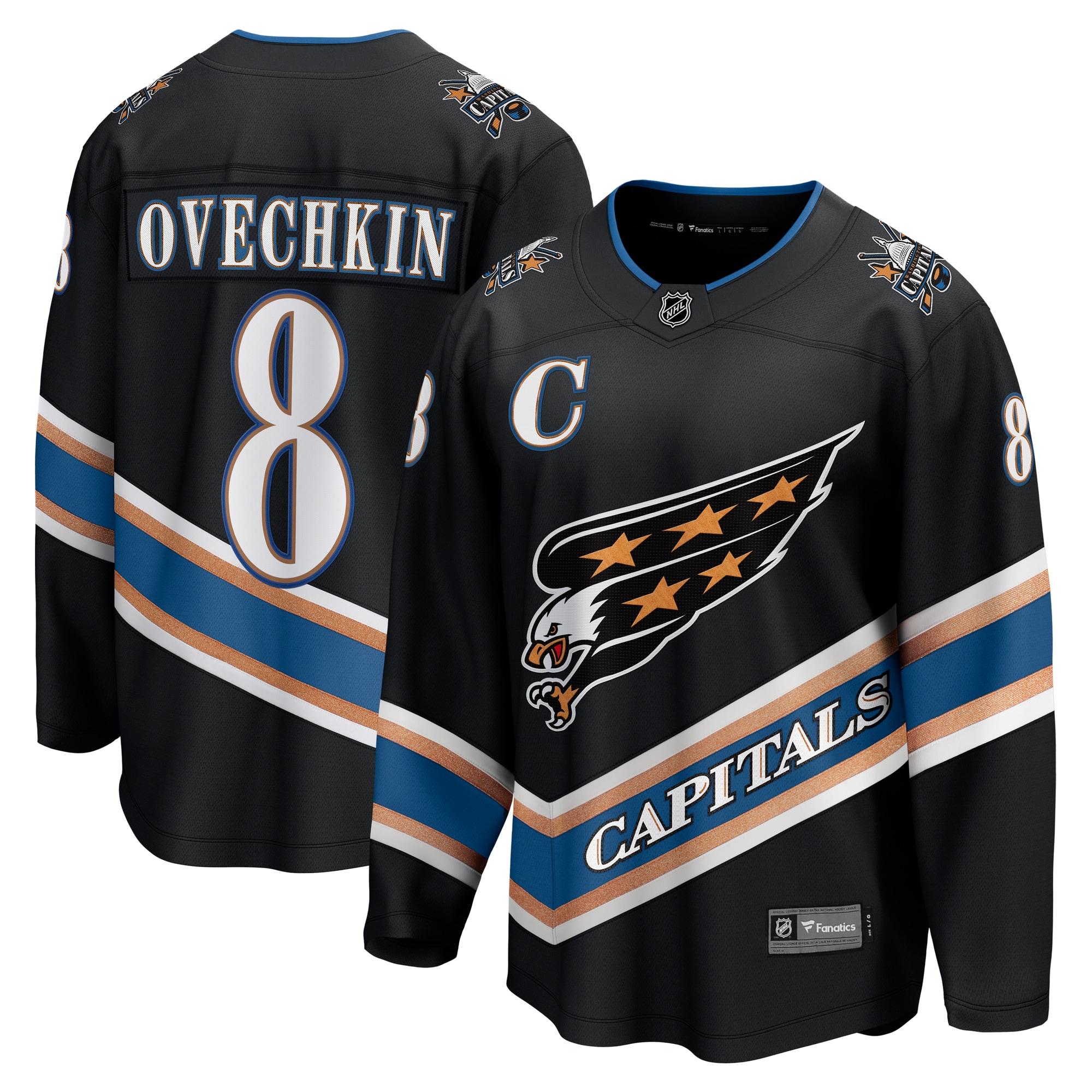 Men's Washington Capitals Alexander Ovechkin Black Alternate 50th Anniversary Premier Breakaway Player Jersey - JS574 