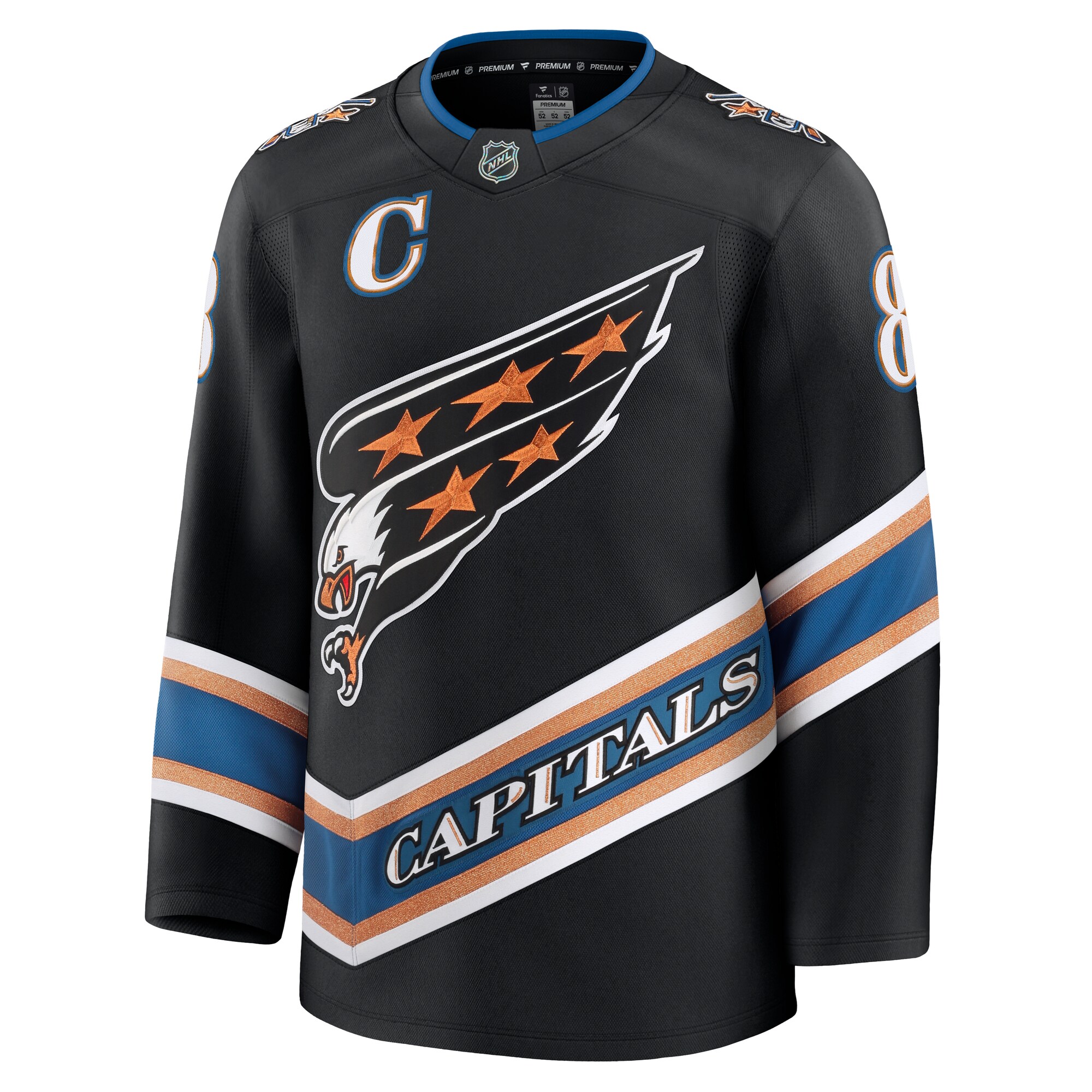 Alternative view of Men's Washington Capitals Alexander Ovechkin Black Alternate 50th Anniversary Premium Jersey - JS359 