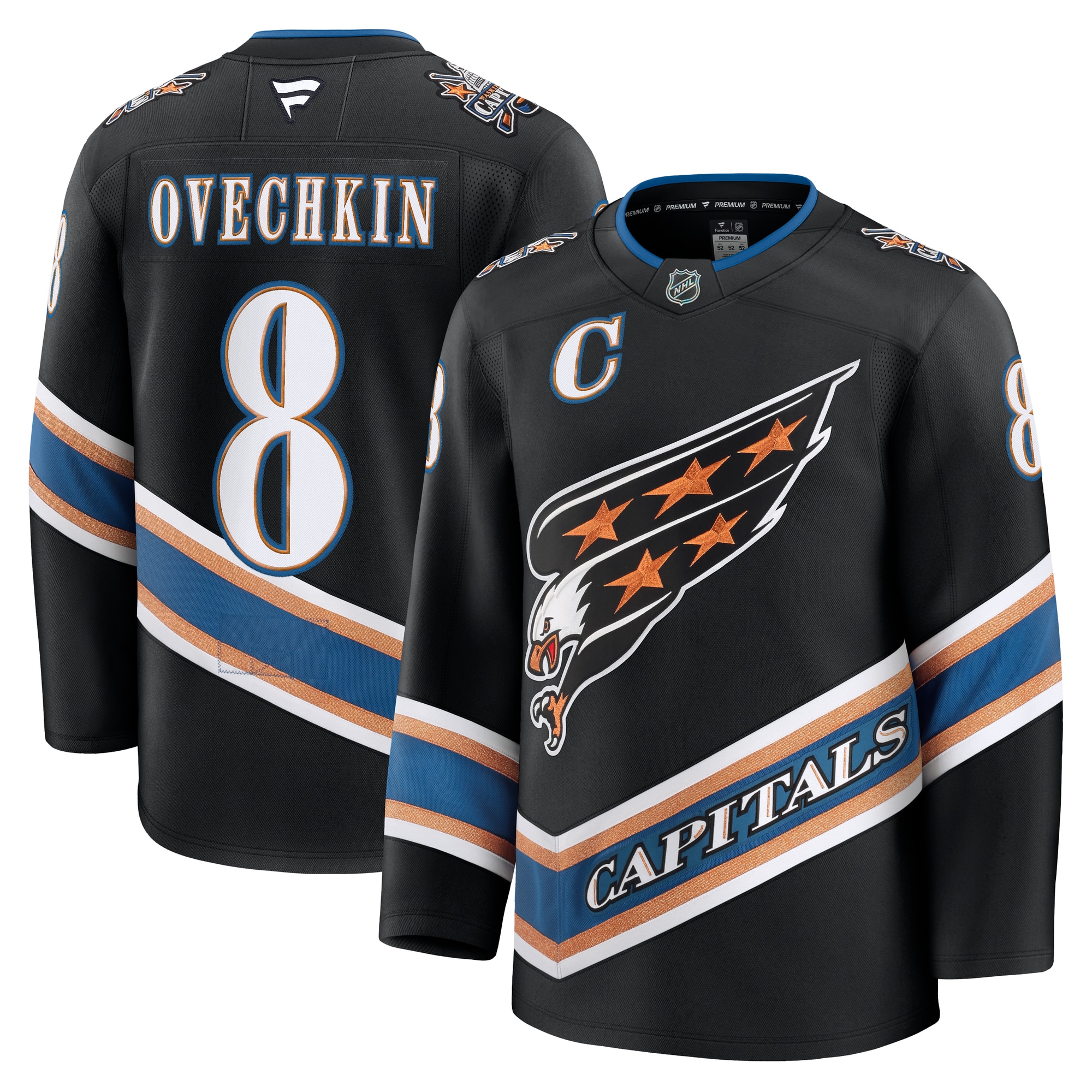 Men's Washington Capitals Alexander Ovechkin Black Alternate 50th Anniversary Premium Jersey - JS754 
