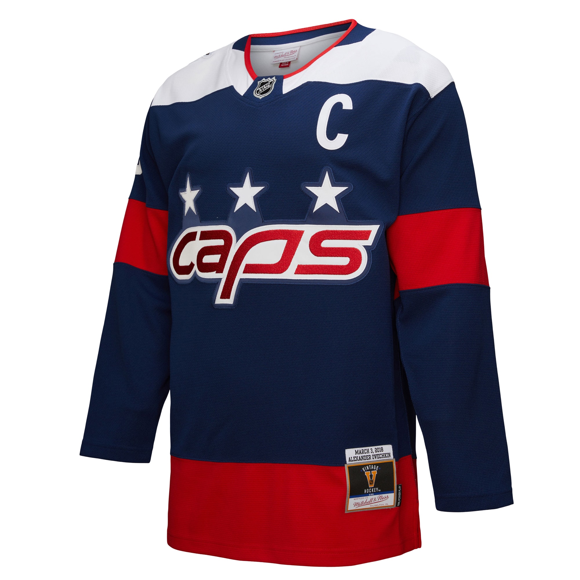 Alternative view of Men's Washington Capitals Alexander Ovechkin Mitchell & Ness Navy Power Play Jersey - JS245 