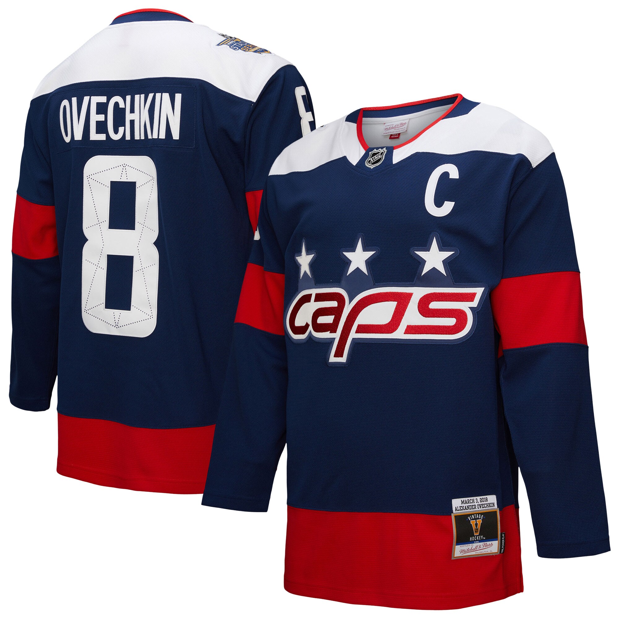 Men's Washington Capitals Alexander Ovechkin Mitchell & Ness Navy Power Play Jersey - JS245 