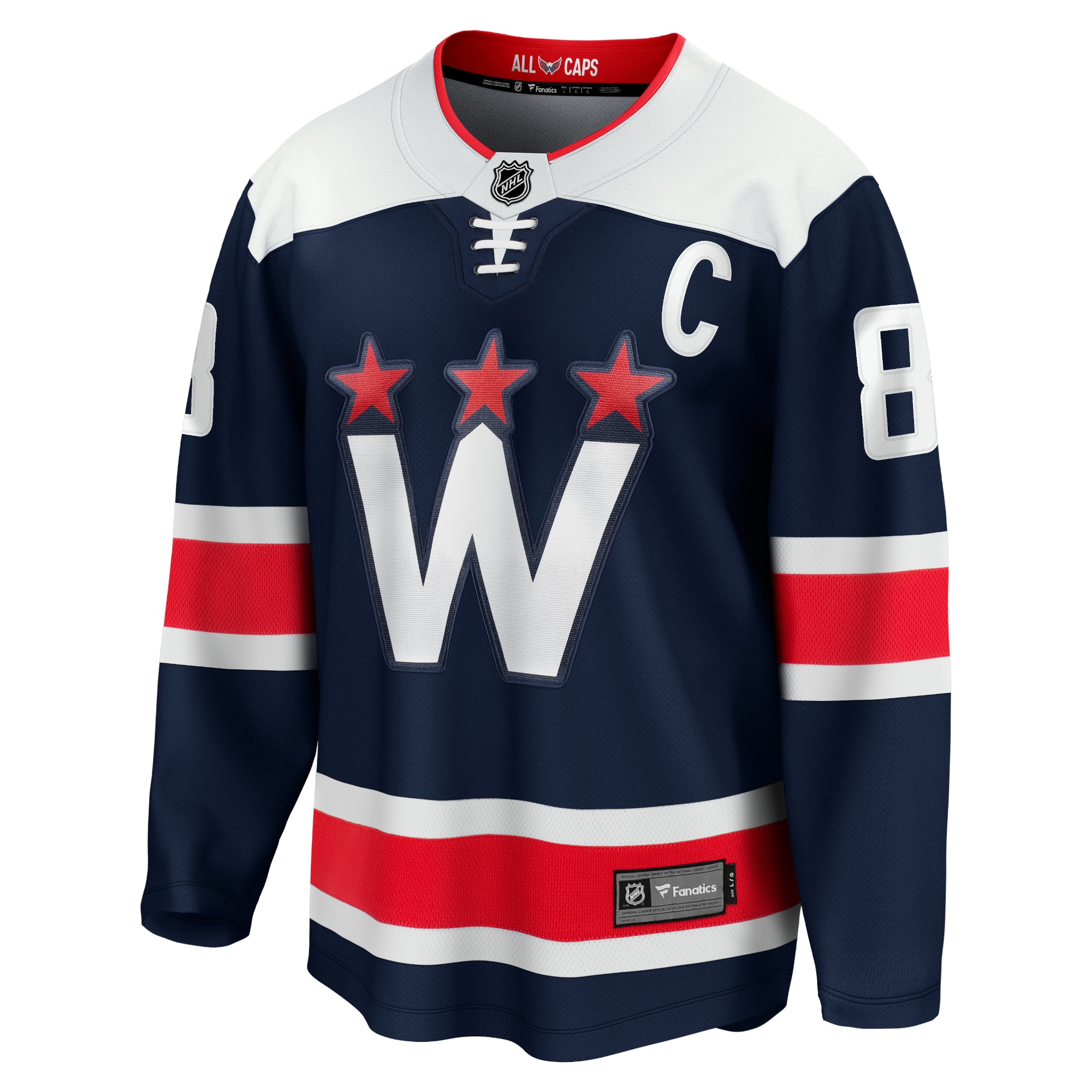 Alternative view of Men's Washington Capitals Alexander Ovechkin Navy Alternate Premier Breakaway Player Jersey - JS473 