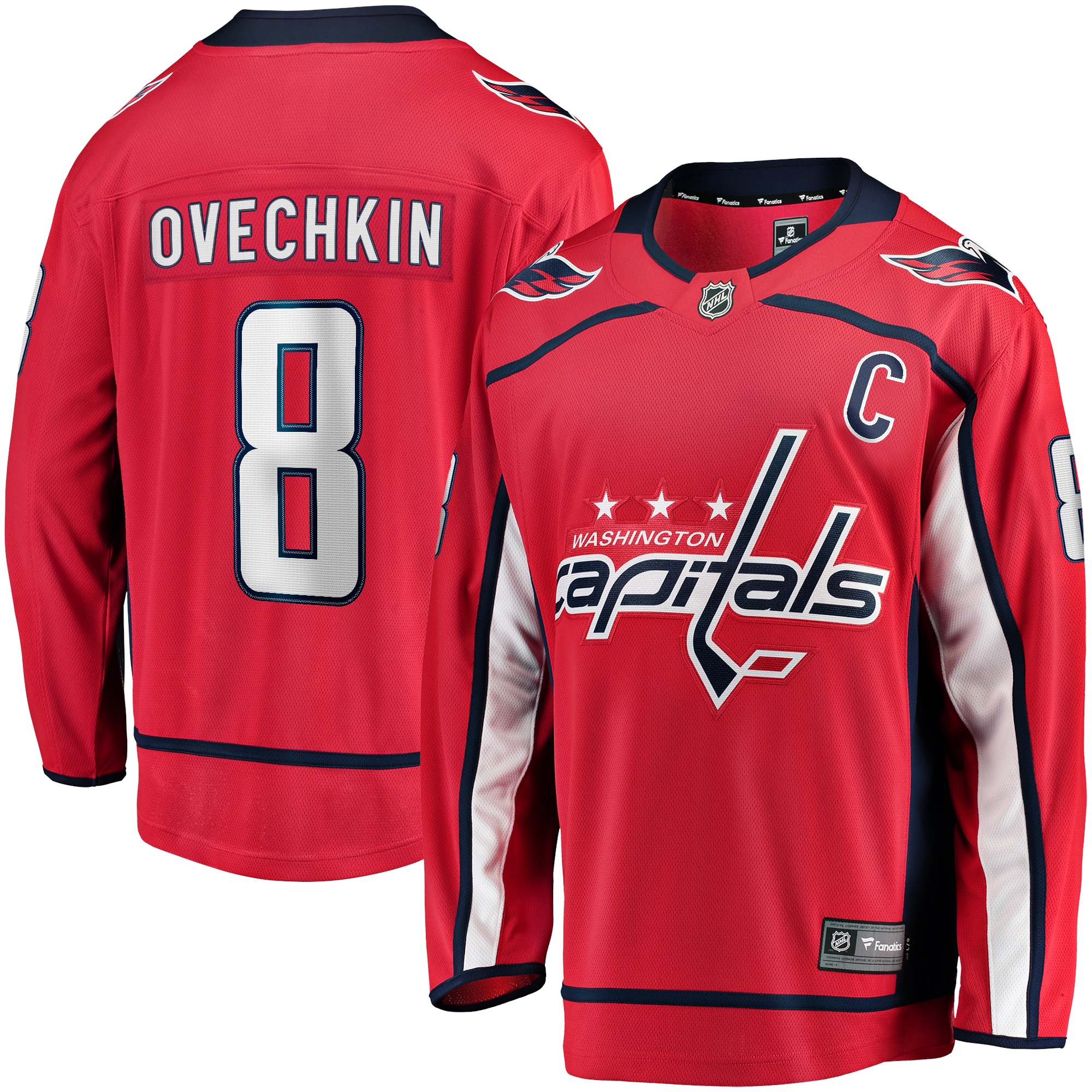 Men's Washington Capitals Alexander Ovechkin Red Captain Patch Home Breakaway Jersey - JS938 