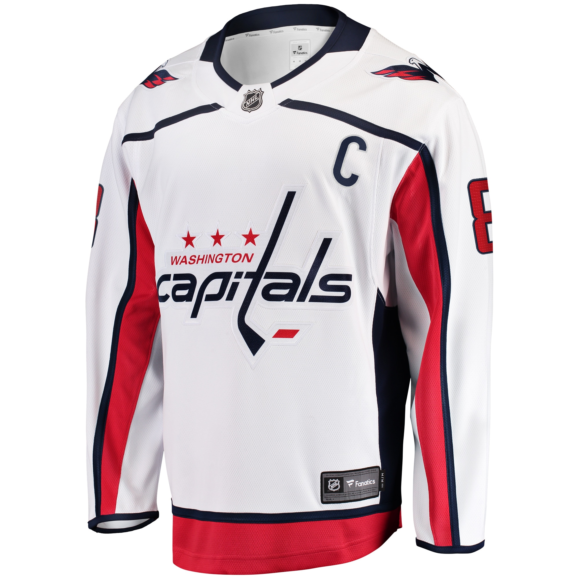 Alternative view of Men's Washington Capitals Alexander Ovechkin White Away Premier Breakaway Player Jersey - JS344 