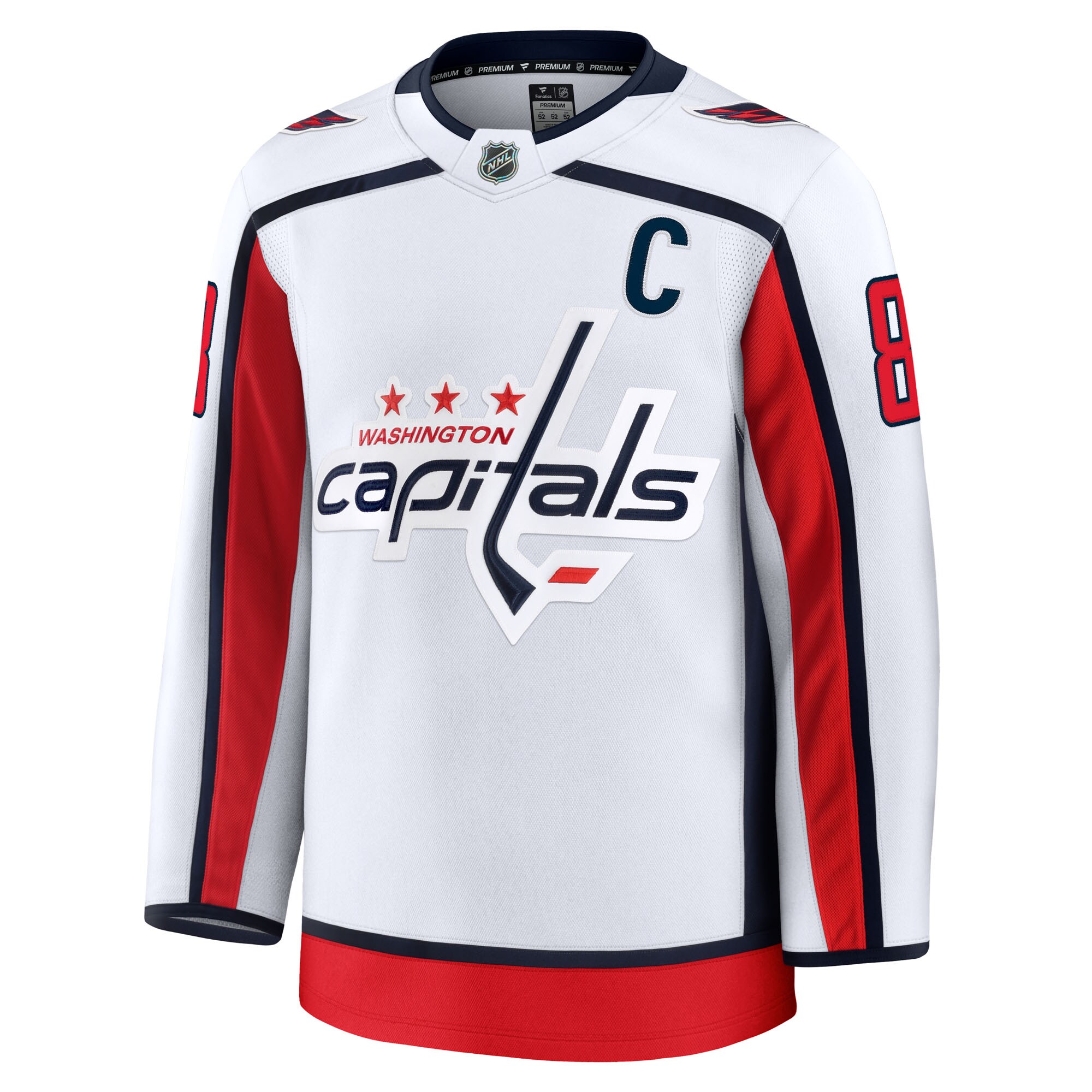 Alternative view of Men's Washington Capitals Alexander Ovechkin White Away Premium Jersey - JS311 