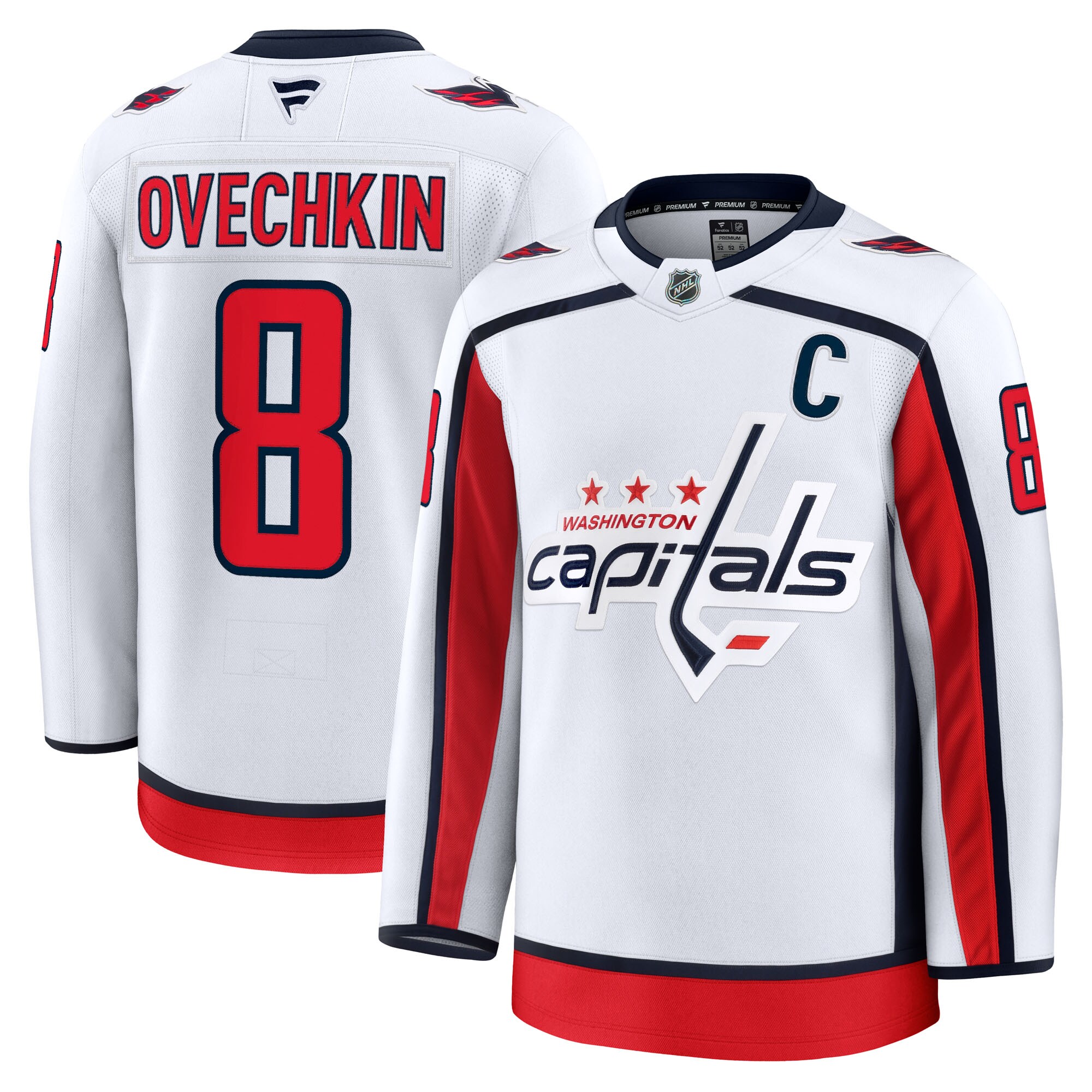 Men's Washington Capitals Alexander Ovechkin White Away Premium Jersey - JS311 