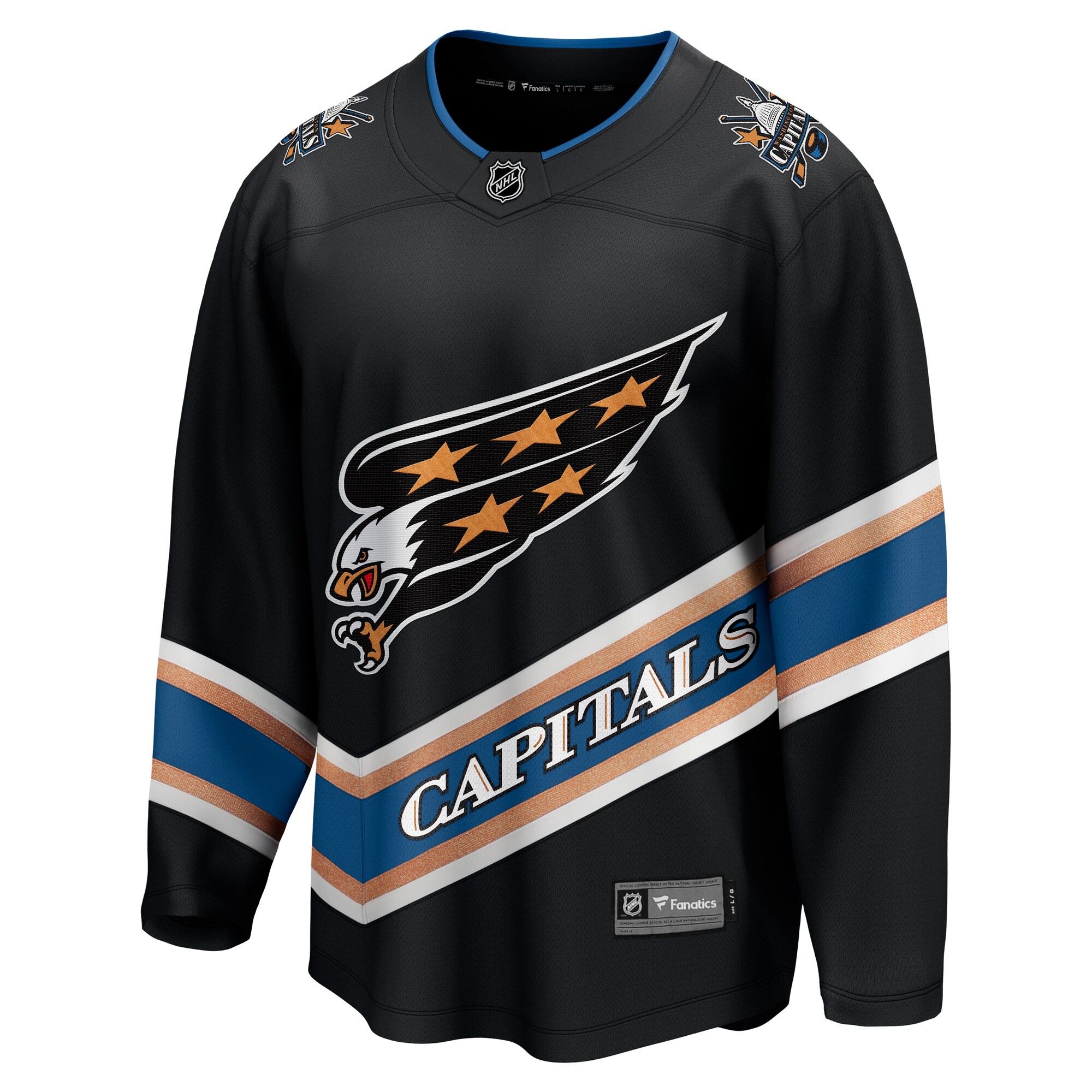 Alternative view of Men's Washington Capitals Black Alternate 50th Anniversary Breakaway Jersey - JS285 