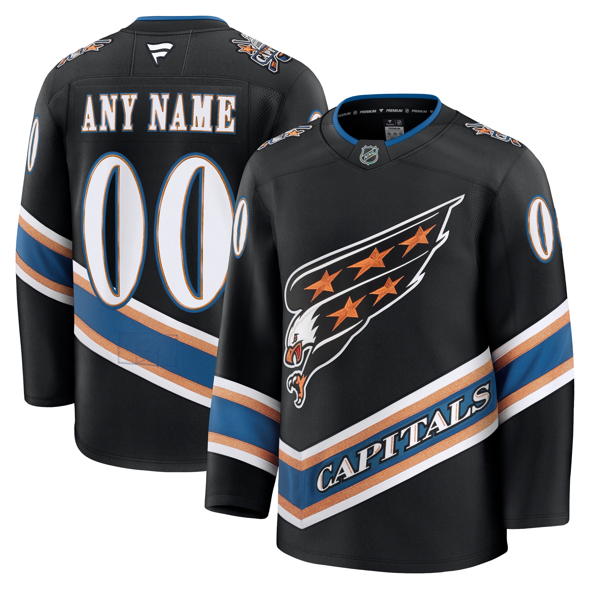 Men's Washington Capitals Black Alternate 50th Anniversary Premium Custom Jersey - JS210 
