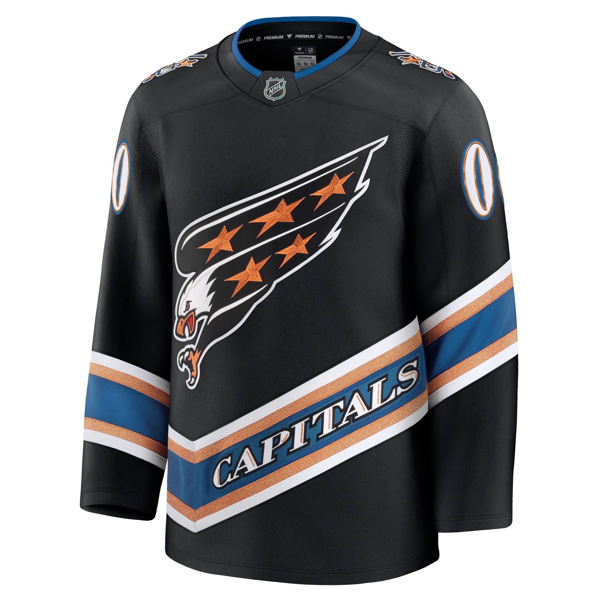 Alternative view of Men's Washington Capitals Black Alternate 50th Anniversary Premium Custom Jersey - JS379 
