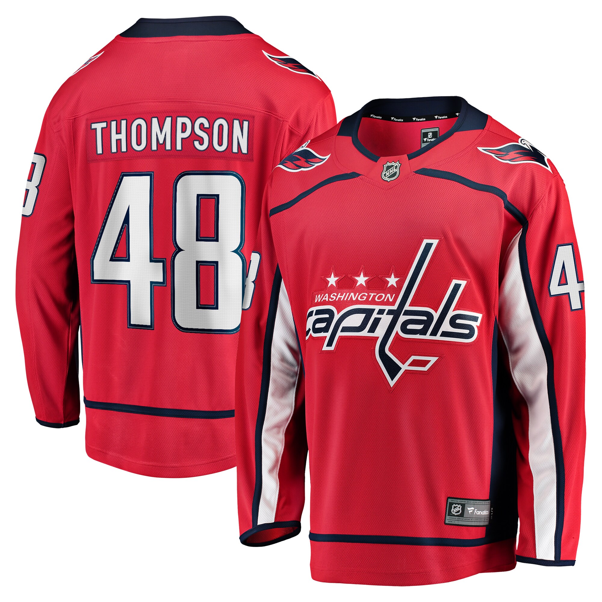 Men's Washington Capitals Logan Thompson Red Home Premier Breakaway Player Jersey - JS681 
