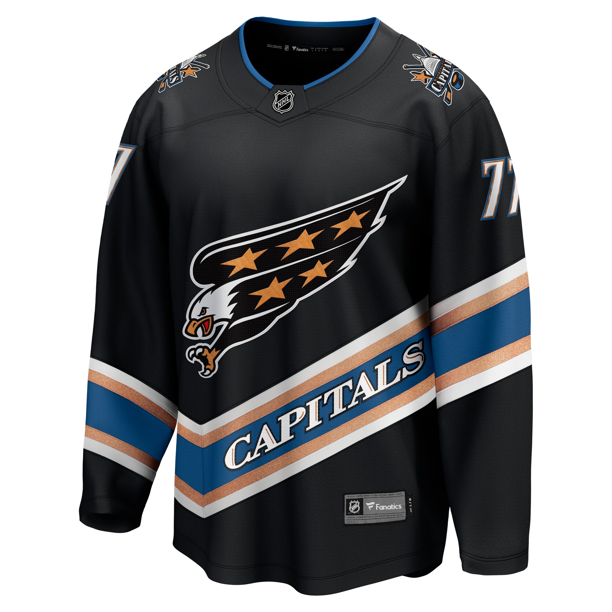 Alternative view of Men's Washington Capitals TJ Oshie Black Alternate 50th Anniversary Premier Breakaway Player Jersey - JS164 