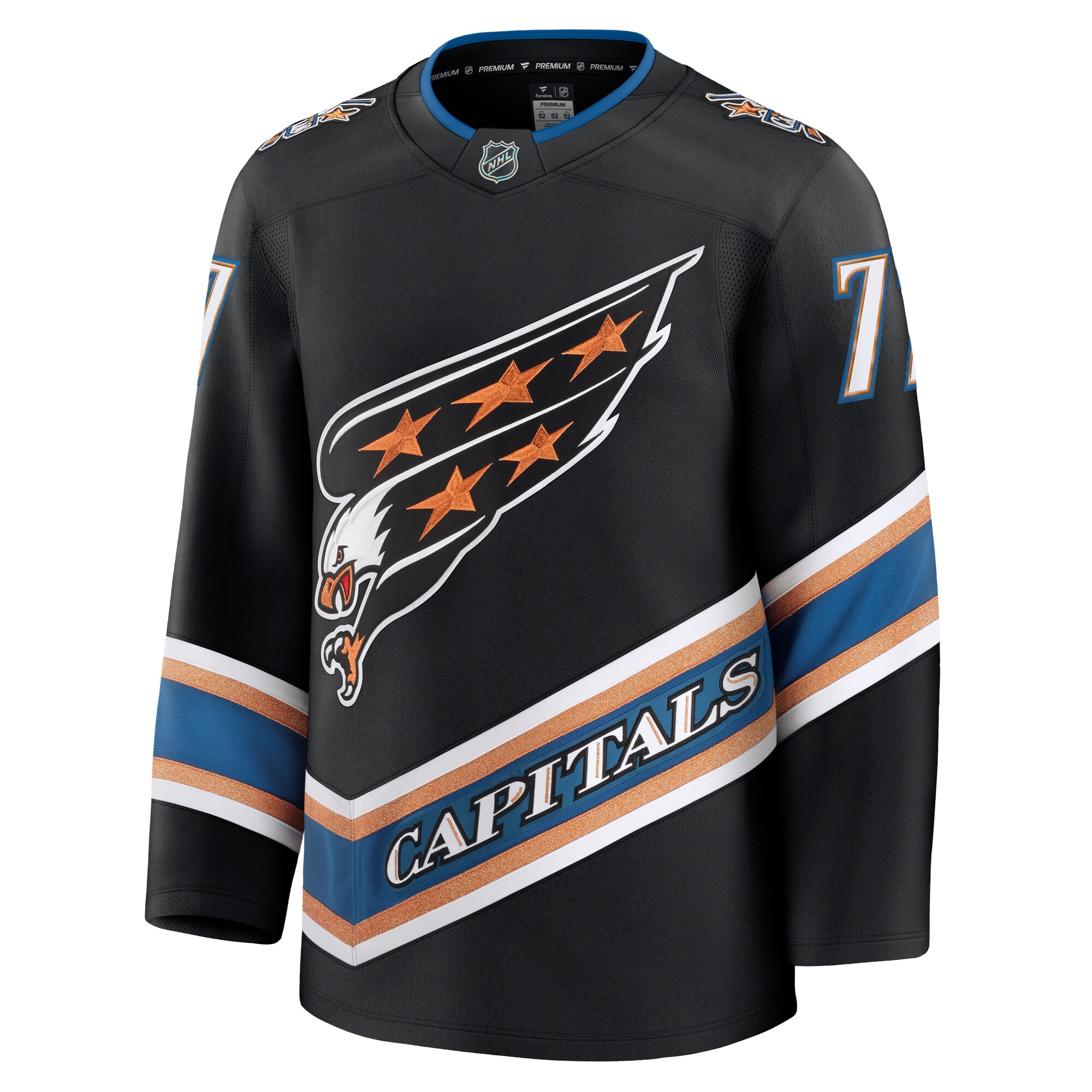 Alternative view of Men's Washington Capitals TJ Oshie Black Alternate 50th Anniversary Premium Jersey - JS956 