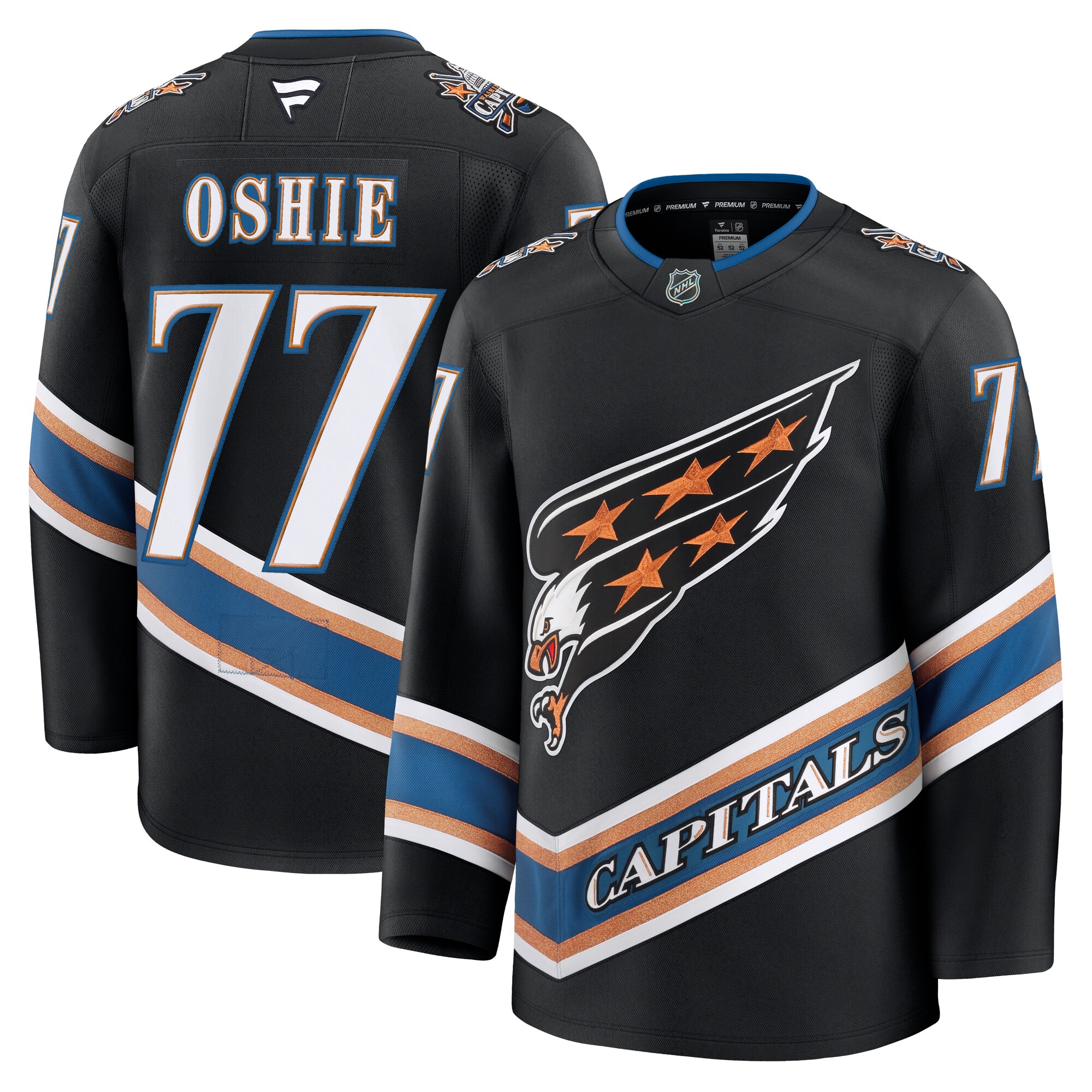 Men's Washington Capitals TJ Oshie Black Alternate 50th Anniversary Premium Jersey - JS956 