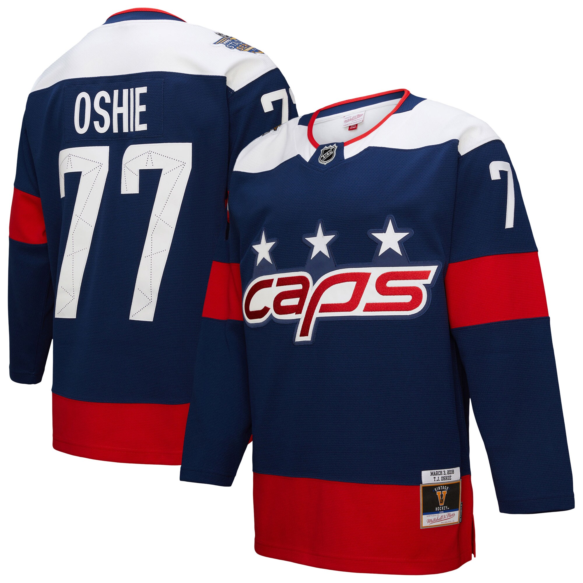 Men's Washington Capitals TJ Oshie Mitchell & Ness Navy Power Play Jersey - JS366 