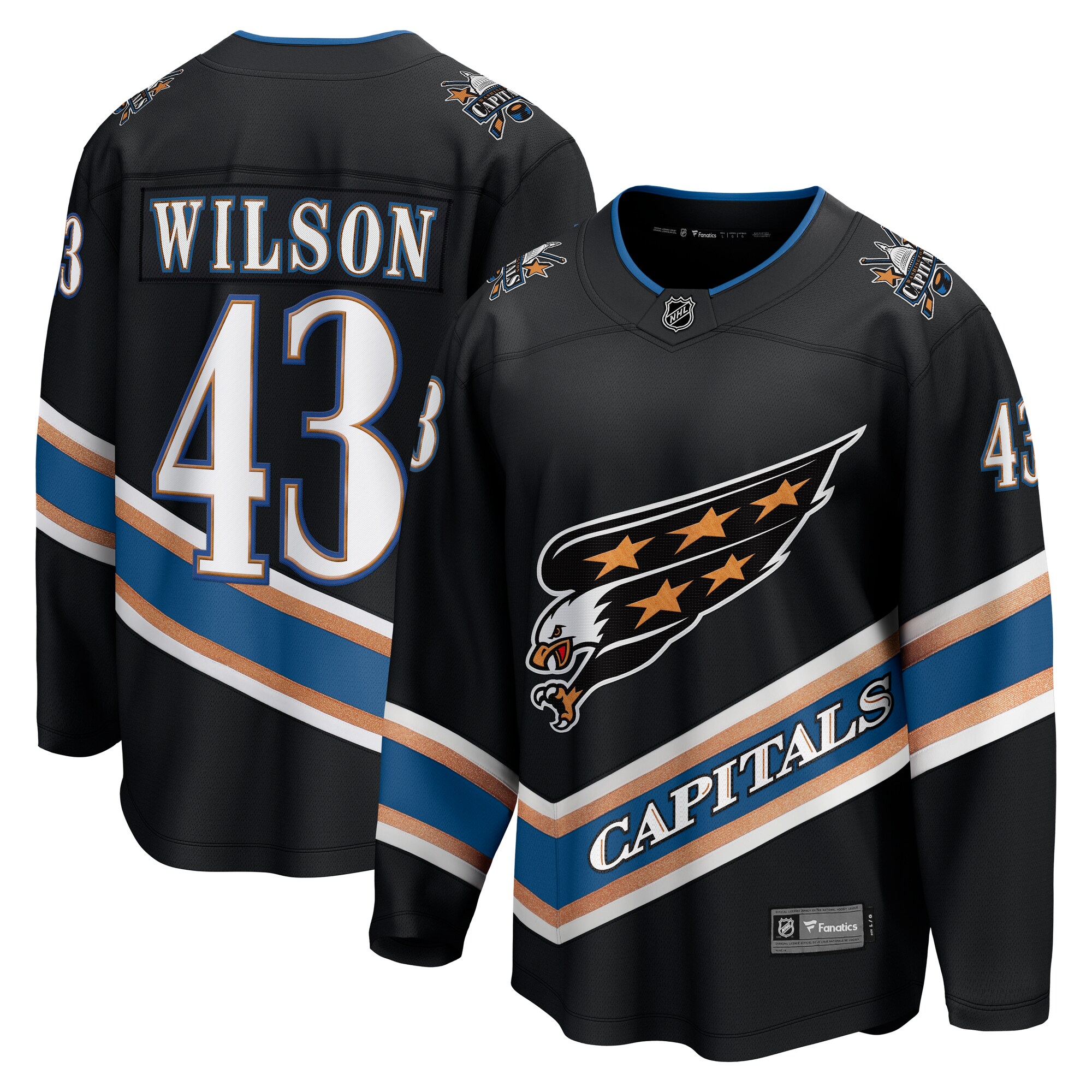 Men's Washington Capitals Tom Wilson Black Alternate 50th Anniversary Premier Breakaway Player Jersey - JS994 