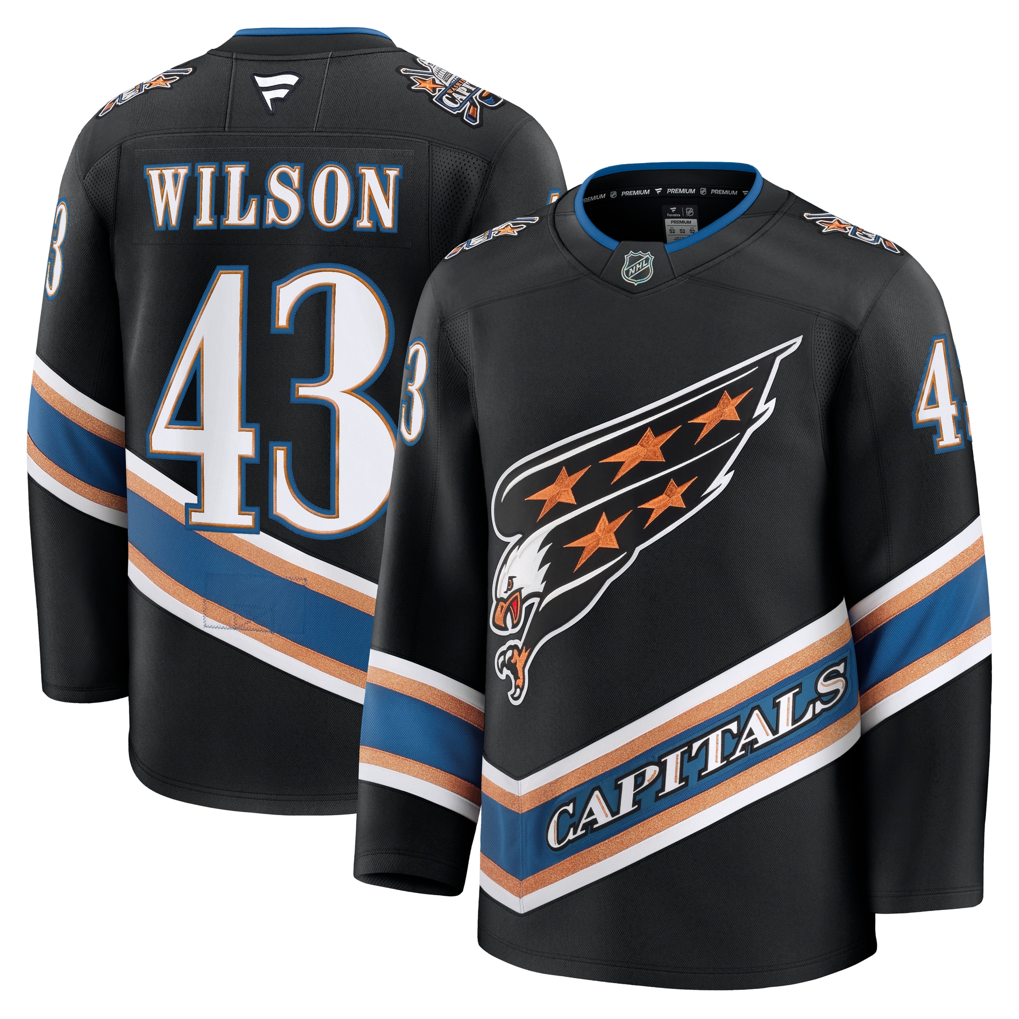 Men's Washington Capitals Tom Wilson Black Alternate 50th Anniversary Premium Jersey - JS597 
