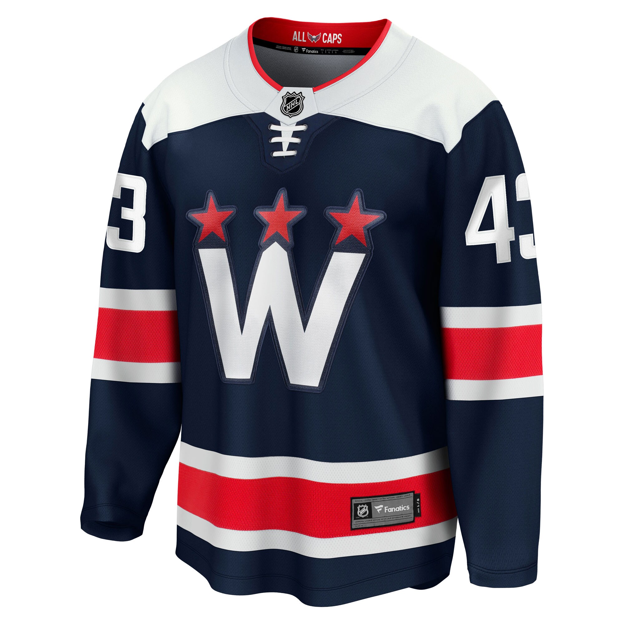 Alternative view of Men's Washington Capitals Tom Wilson Navy Alternate Premier Breakaway Player Jersey - JS301 