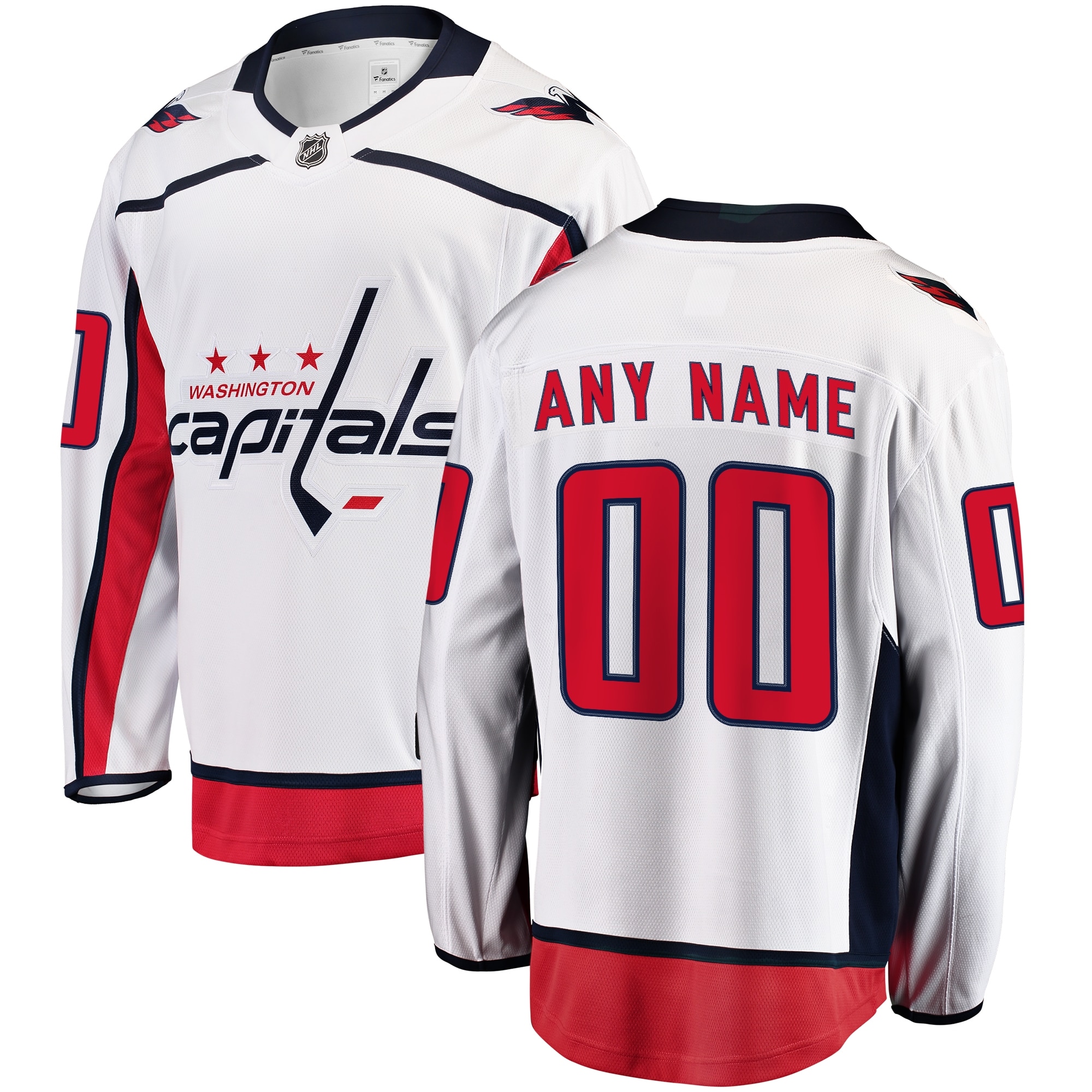 Men's Washington Capitals White Away Breakaway Custom Jersey - JS969 
