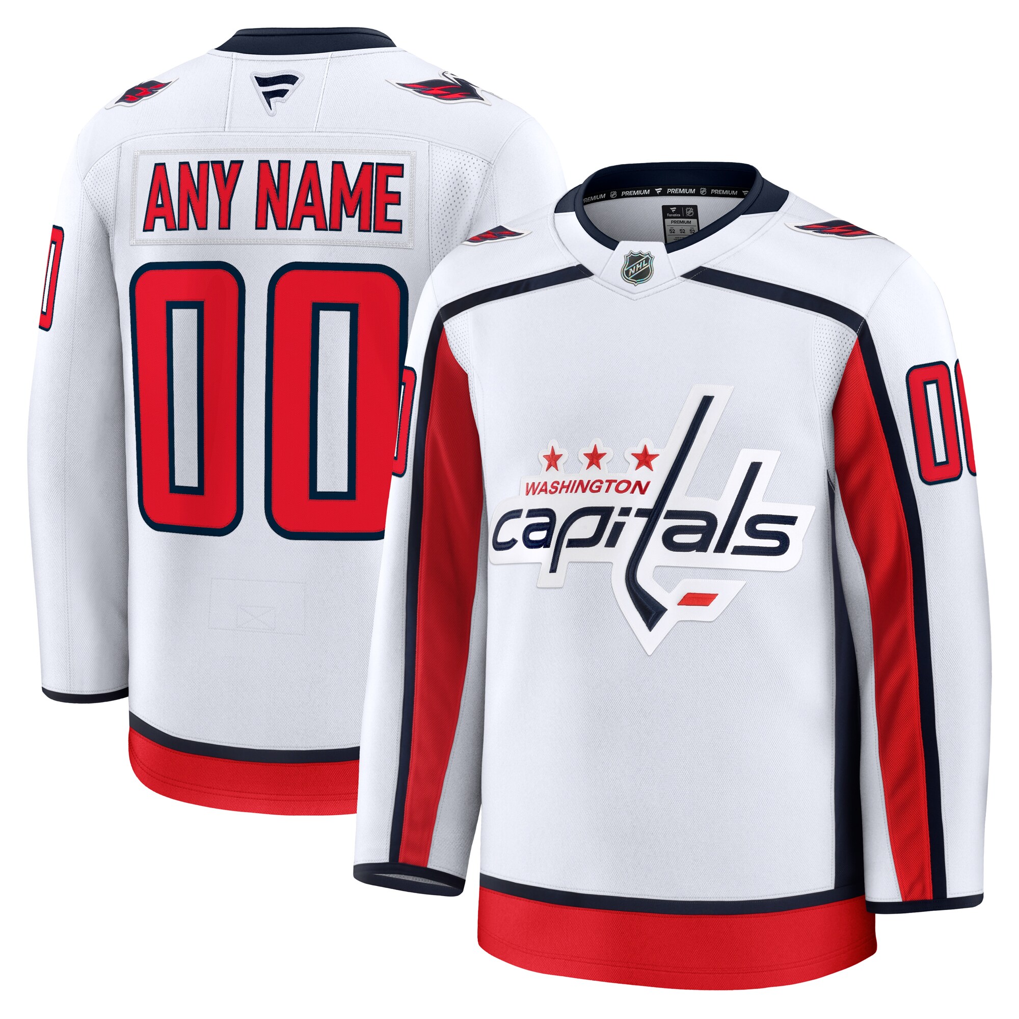 Men's Washington Capitals White Away Premium Custom Jersey - JS185 