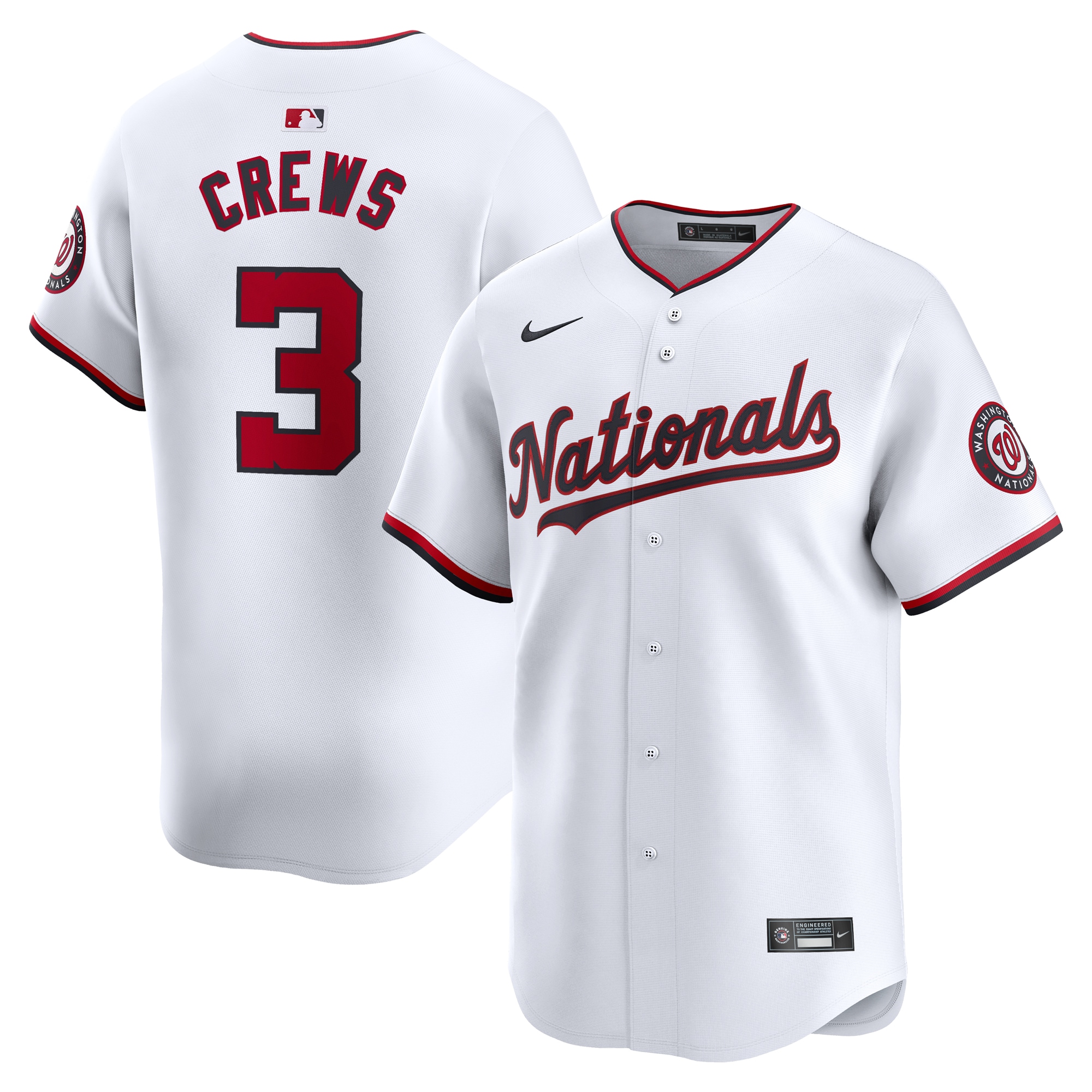 Men's Washington Nationals Dylan Crews White Home Limited Player Jersey - JS185 