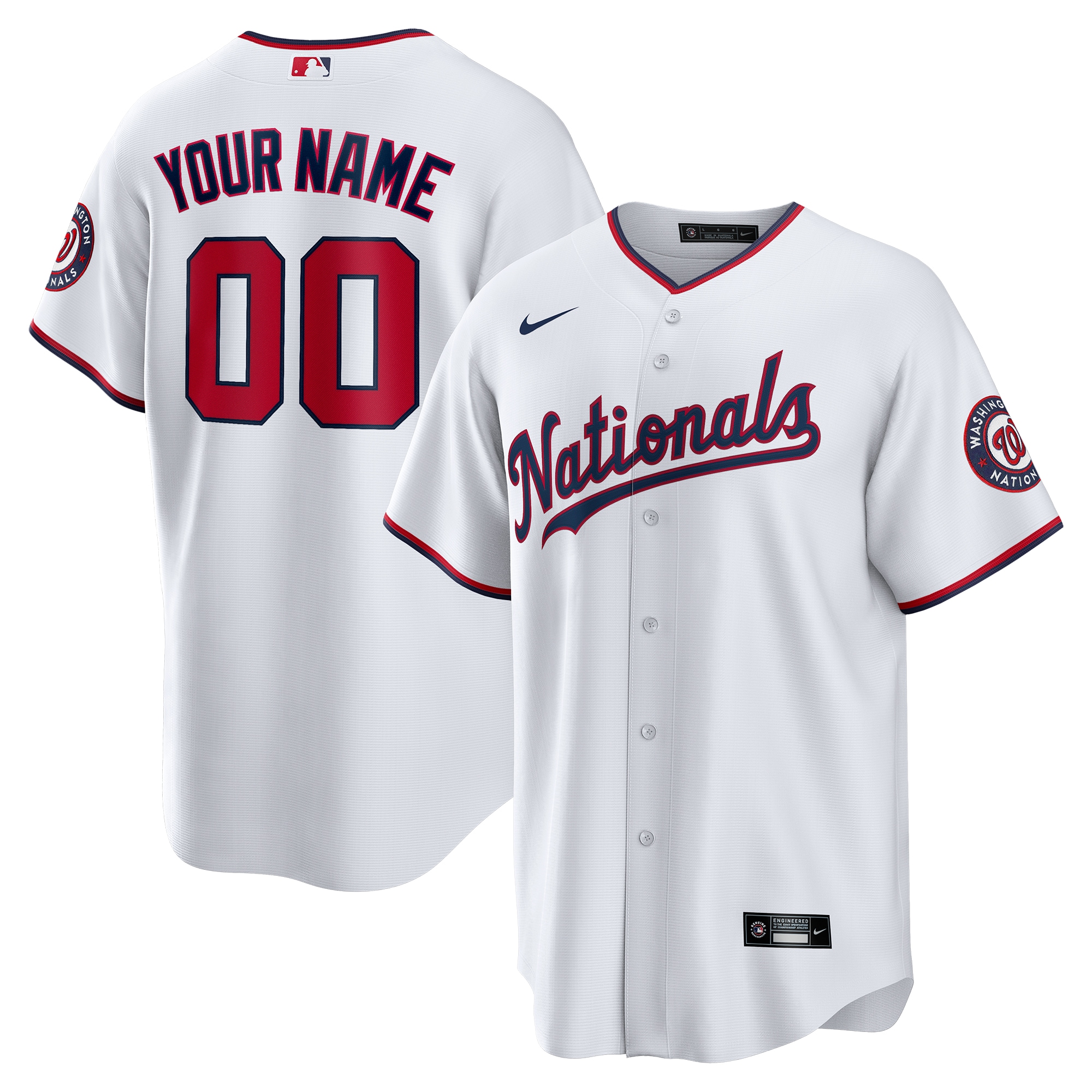 Men's Washington Nationals White Custom Jersey - JS273 