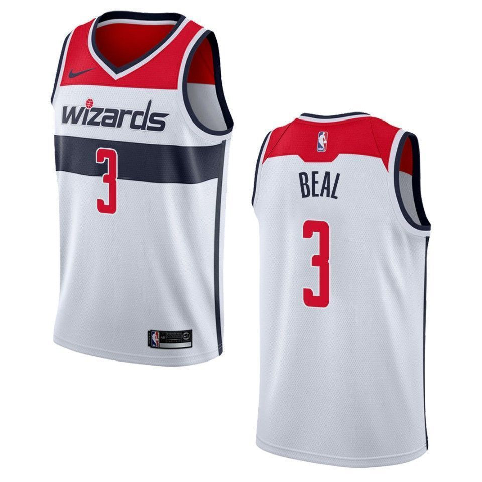Men's Washington Wizards 3 Bradley Beal Association Swingman Jersey - White - JS122 