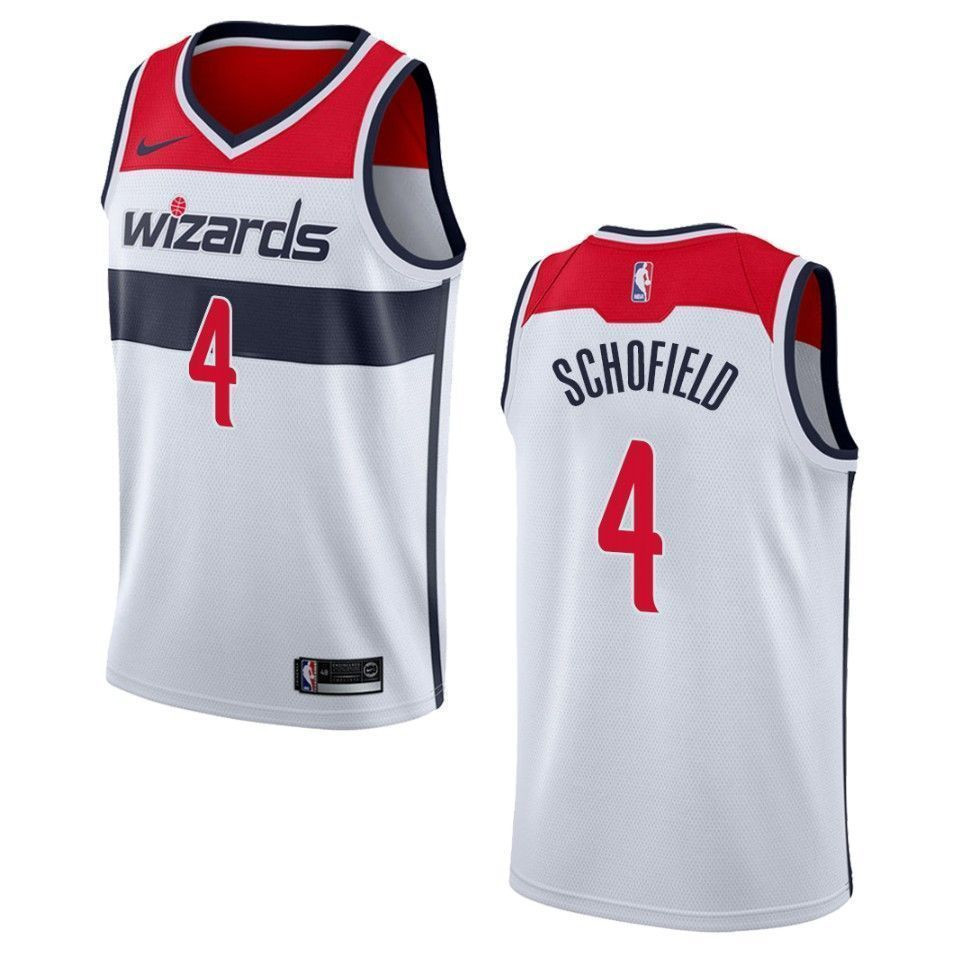 Men's Washington Wizards 4 Admiral Schofield Association Swingman Jersey - White - JS950 