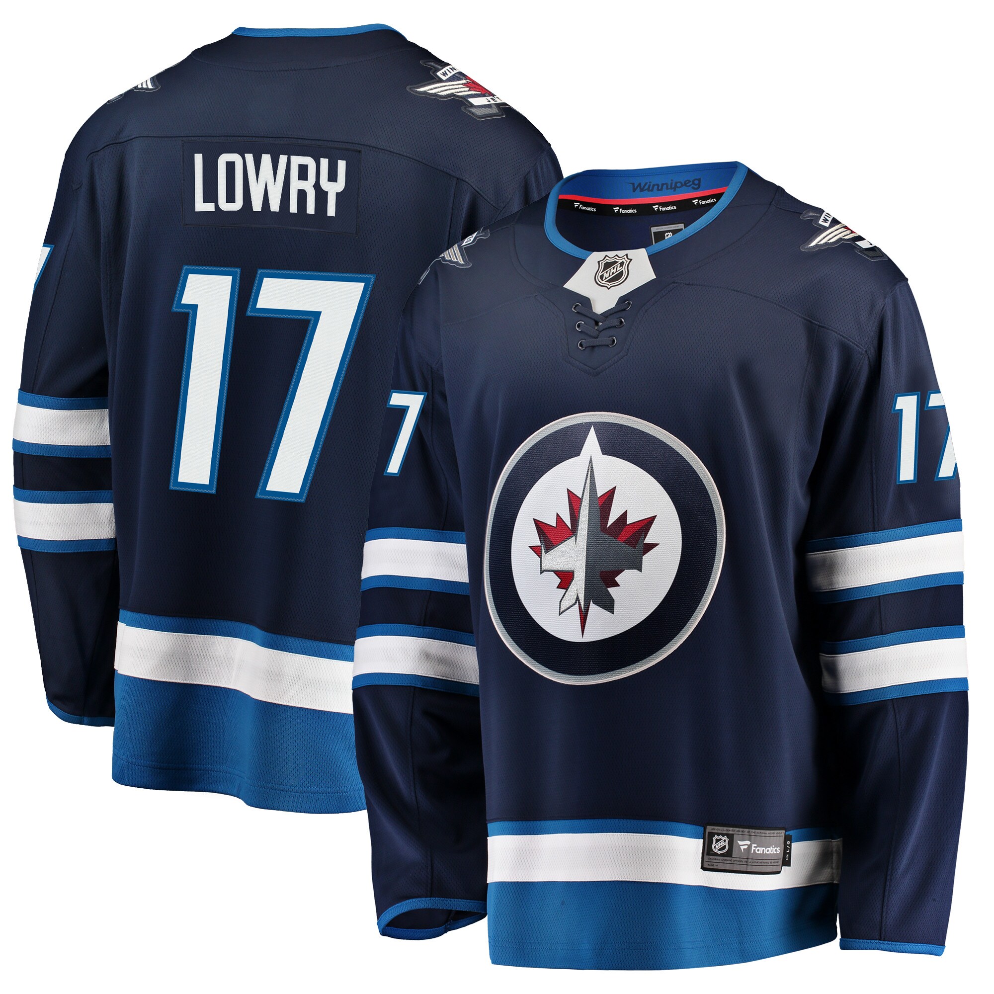 Men's Winnipeg Jets Adam Lowry Navy Breakaway Jersey - JS422 