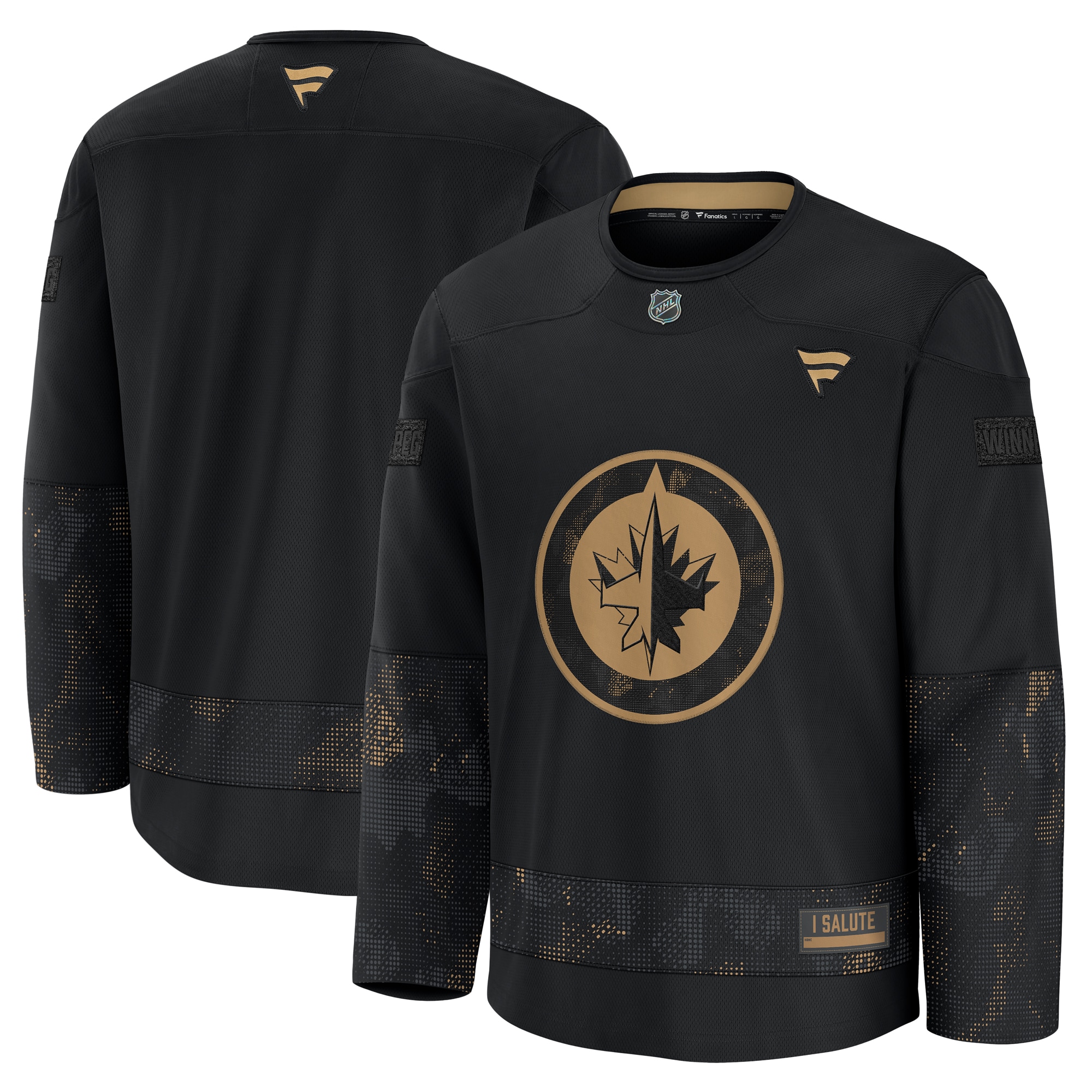 Men's Winnipeg Jets Black 2024 Military Appreciation Practice Jersey - JS988 