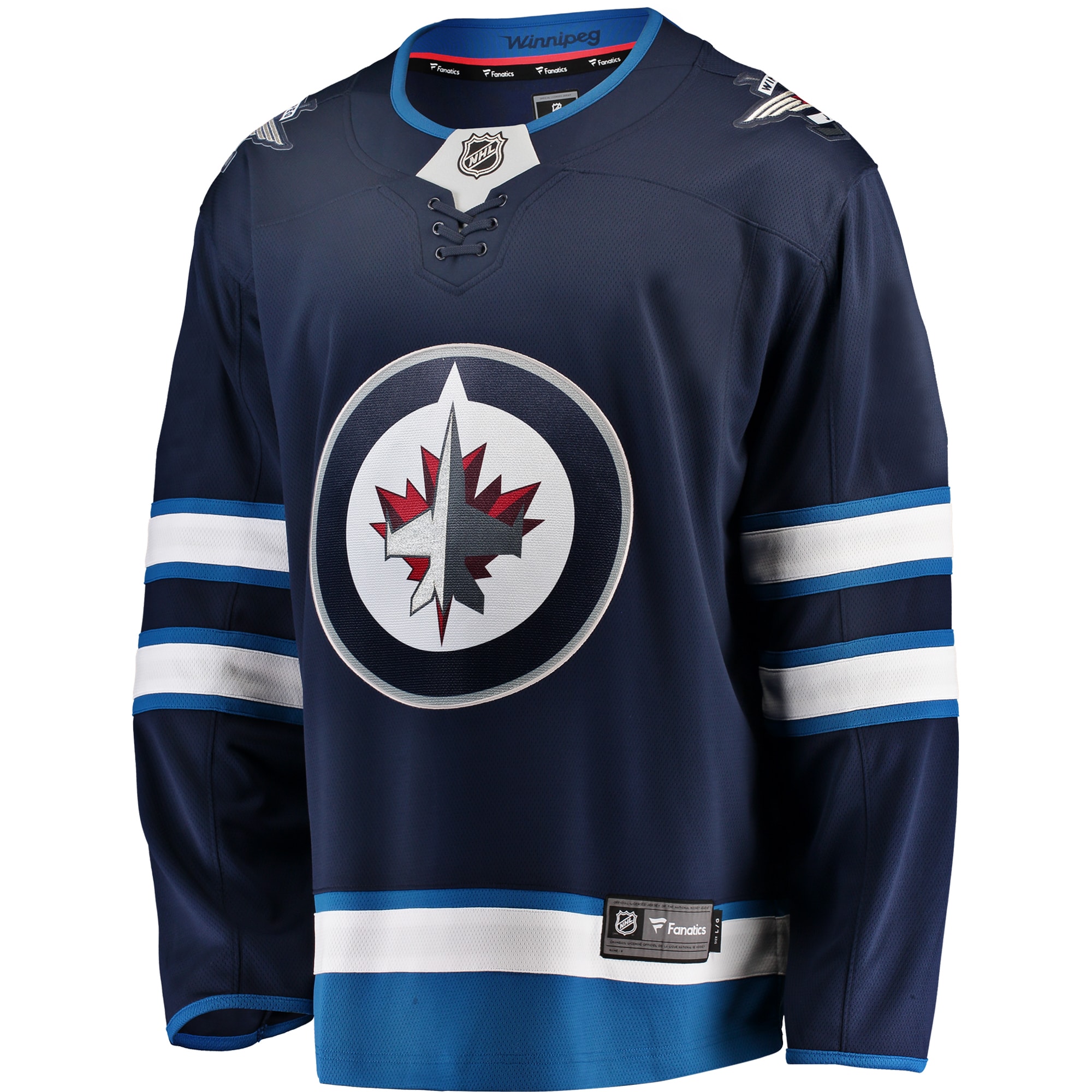 Alternative view of Men's Winnipeg Jets Blue Breakaway Home Jersey - JS987 