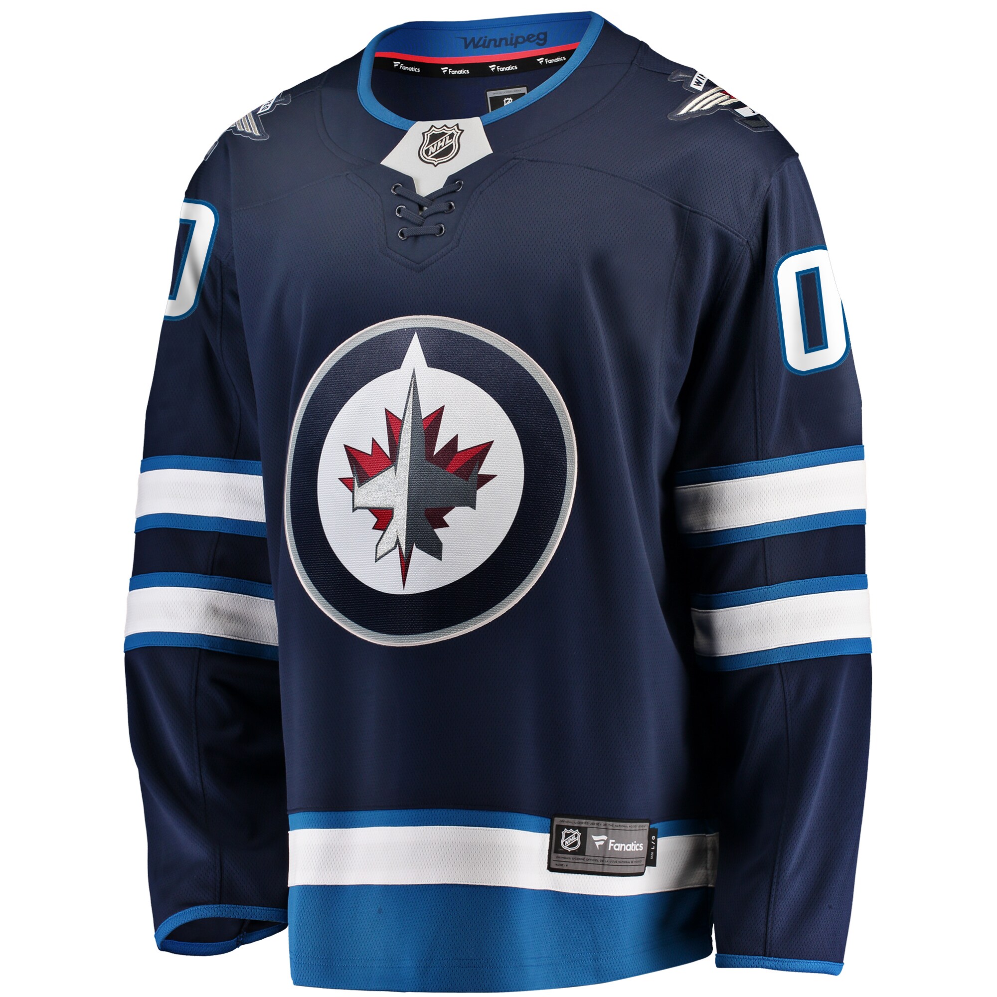 Alternative view of Men's Winnipeg Jets Blue Home Breakaway Custom Jersey - JS566 