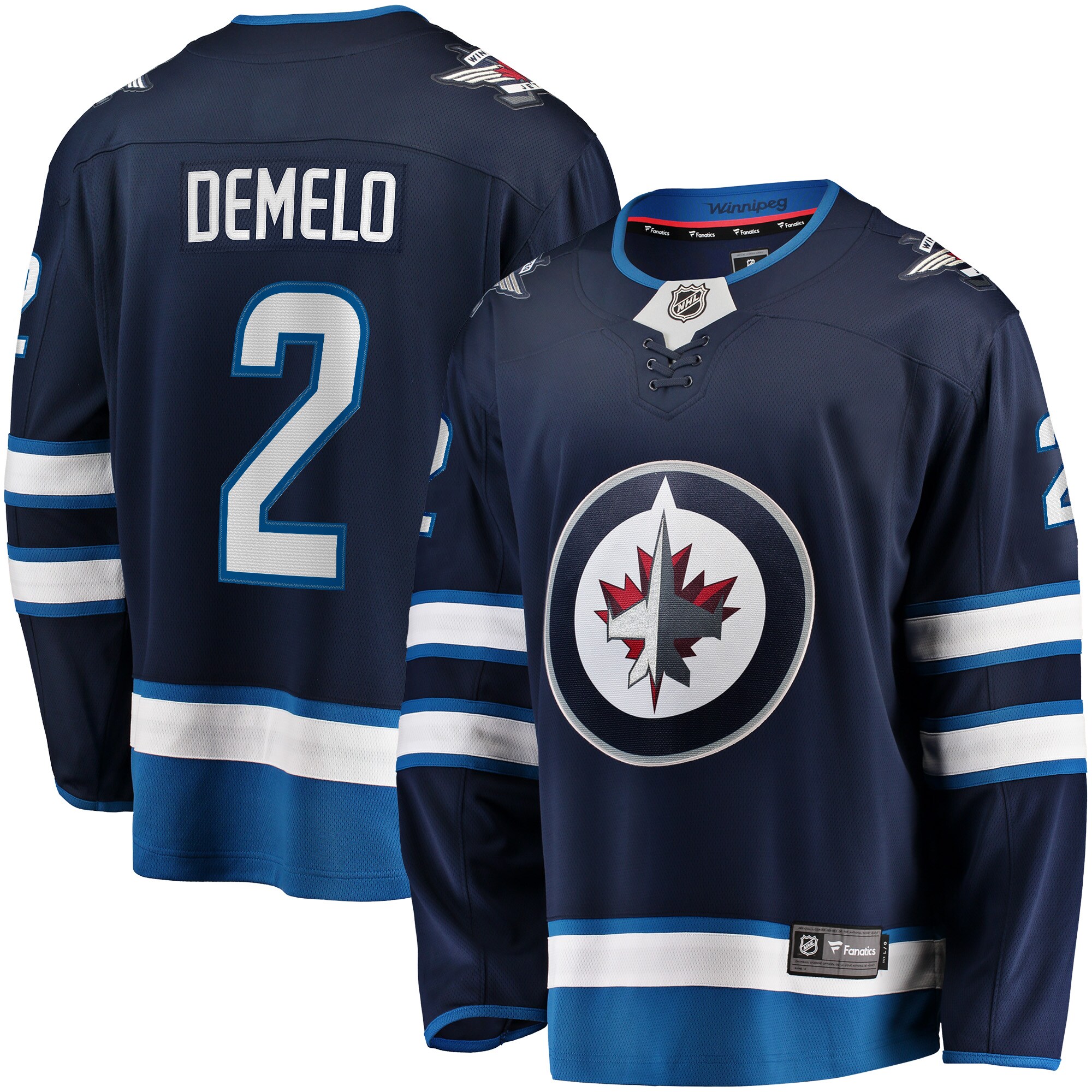 Men's Winnipeg Jets Dylan DeMelo Navy Breakaway Player Jersey - JS128 