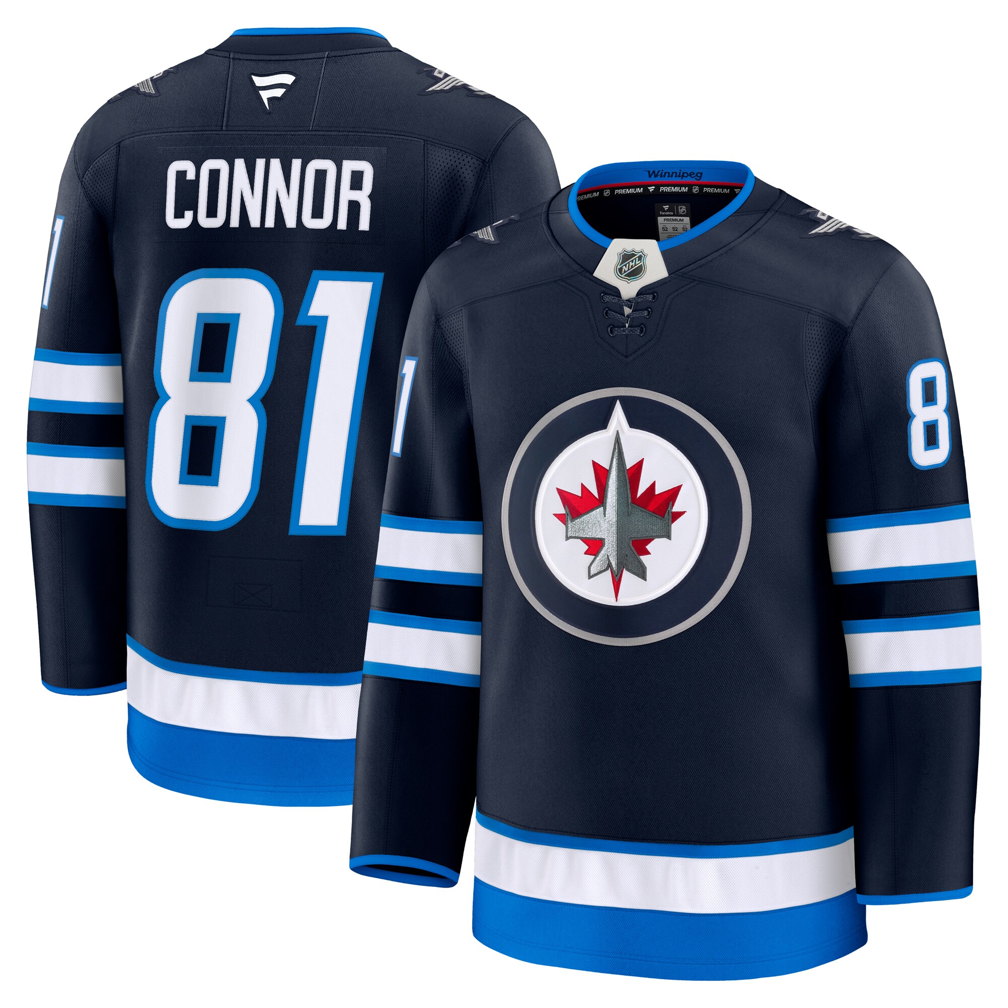 Men's Winnipeg Jets Kyle Connor Navy Home Premium Jersey - JS946 