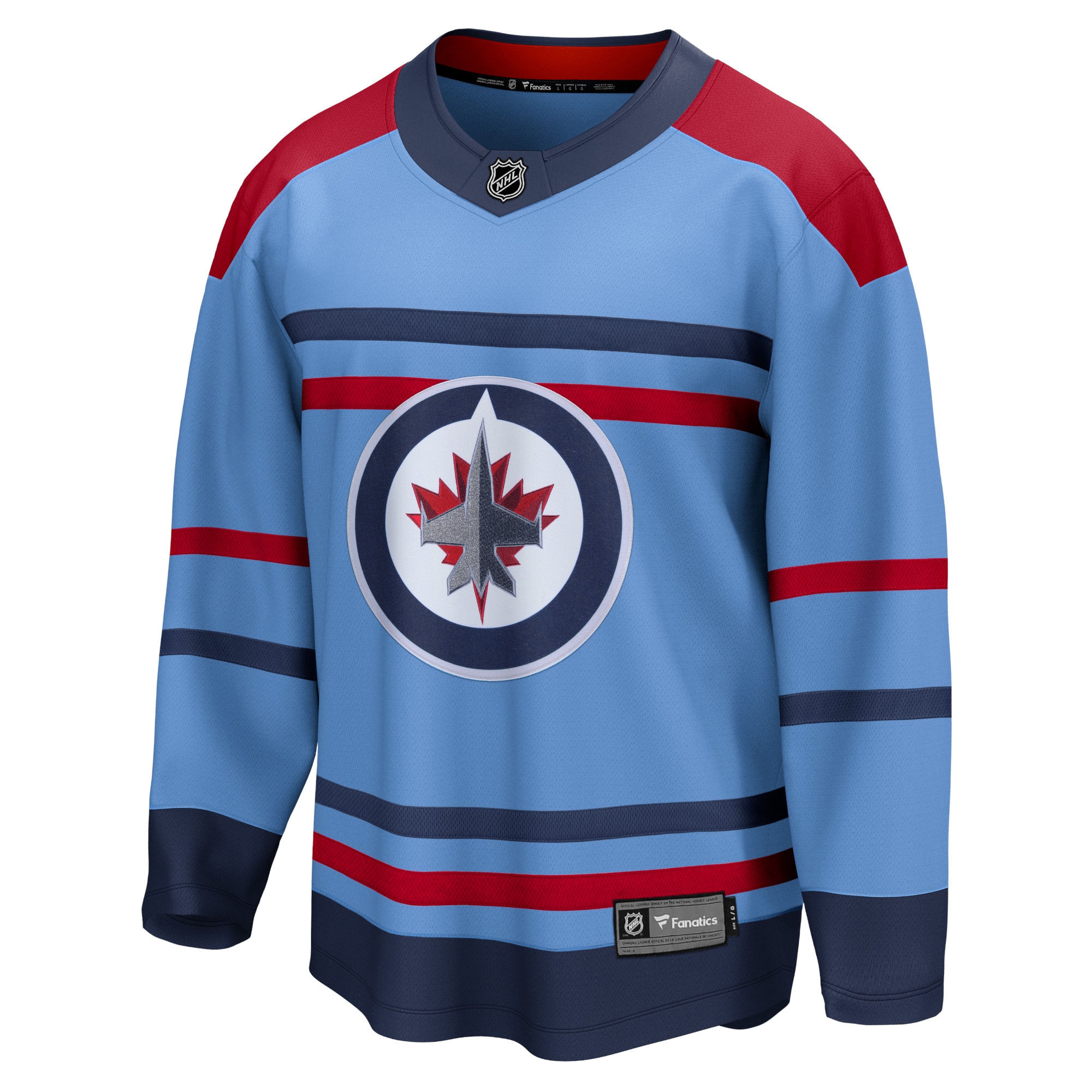 Alternative view of Men's Winnipeg Jets Light Blue Anniversary Premier Breakaway Jersey - JS745 