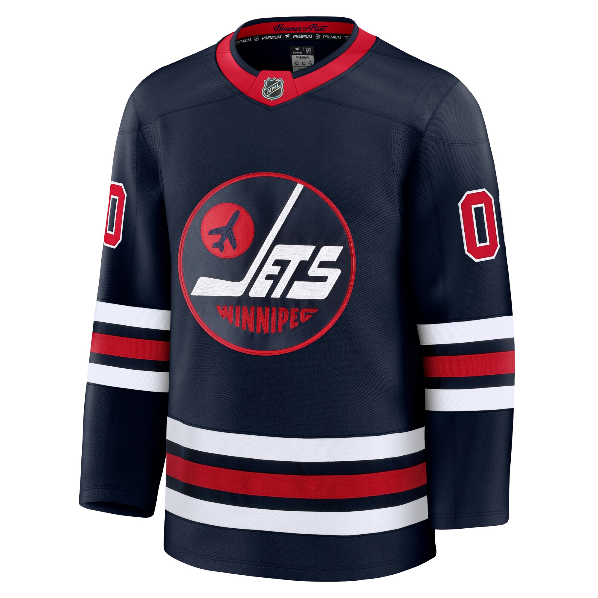 Alternative view of Men's Winnipeg Jets Navy Alternate Premium Custom Jersey - JS328 