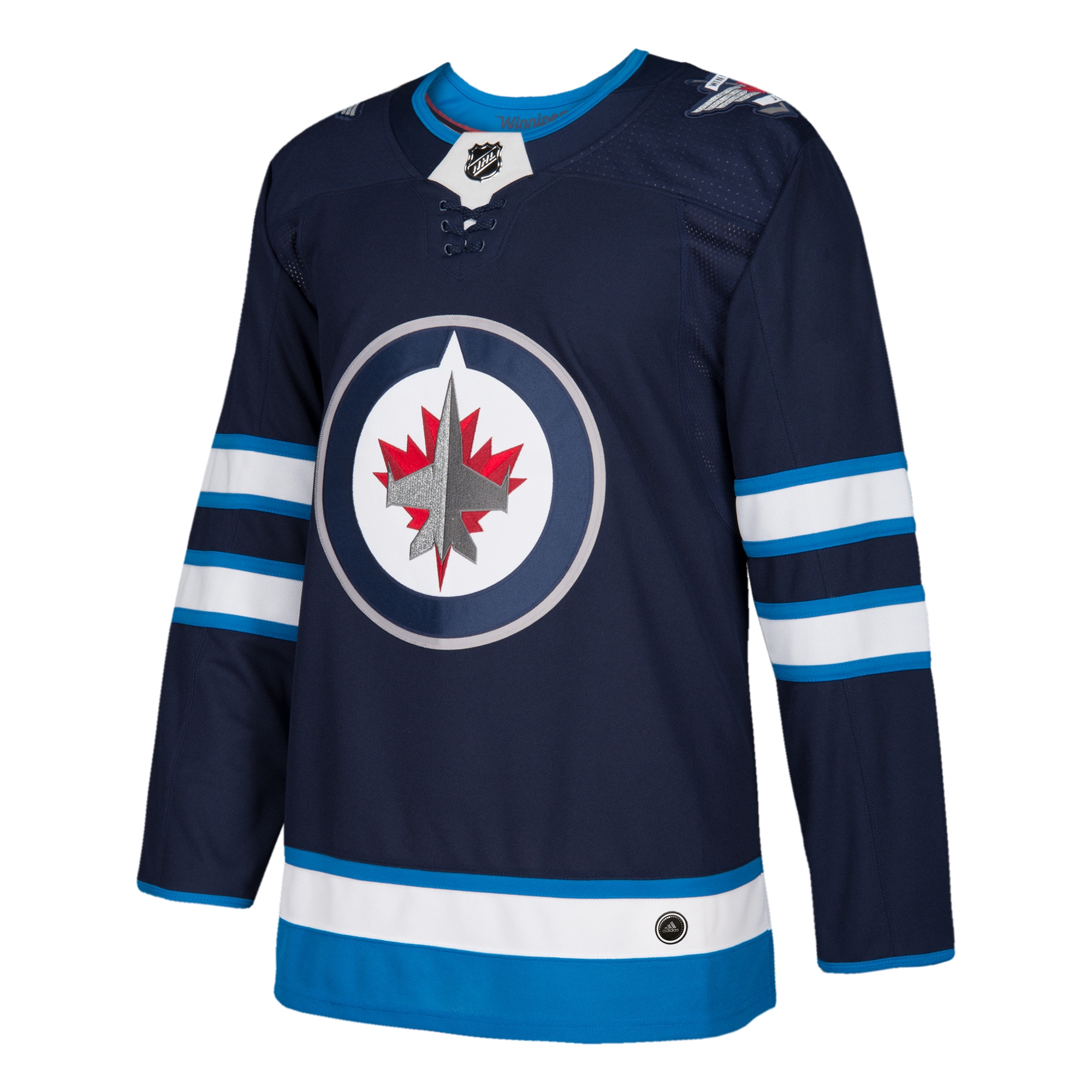 Alternative view of Men's Winnipeg Jets Navy Home Blank Jersey - JS693 
