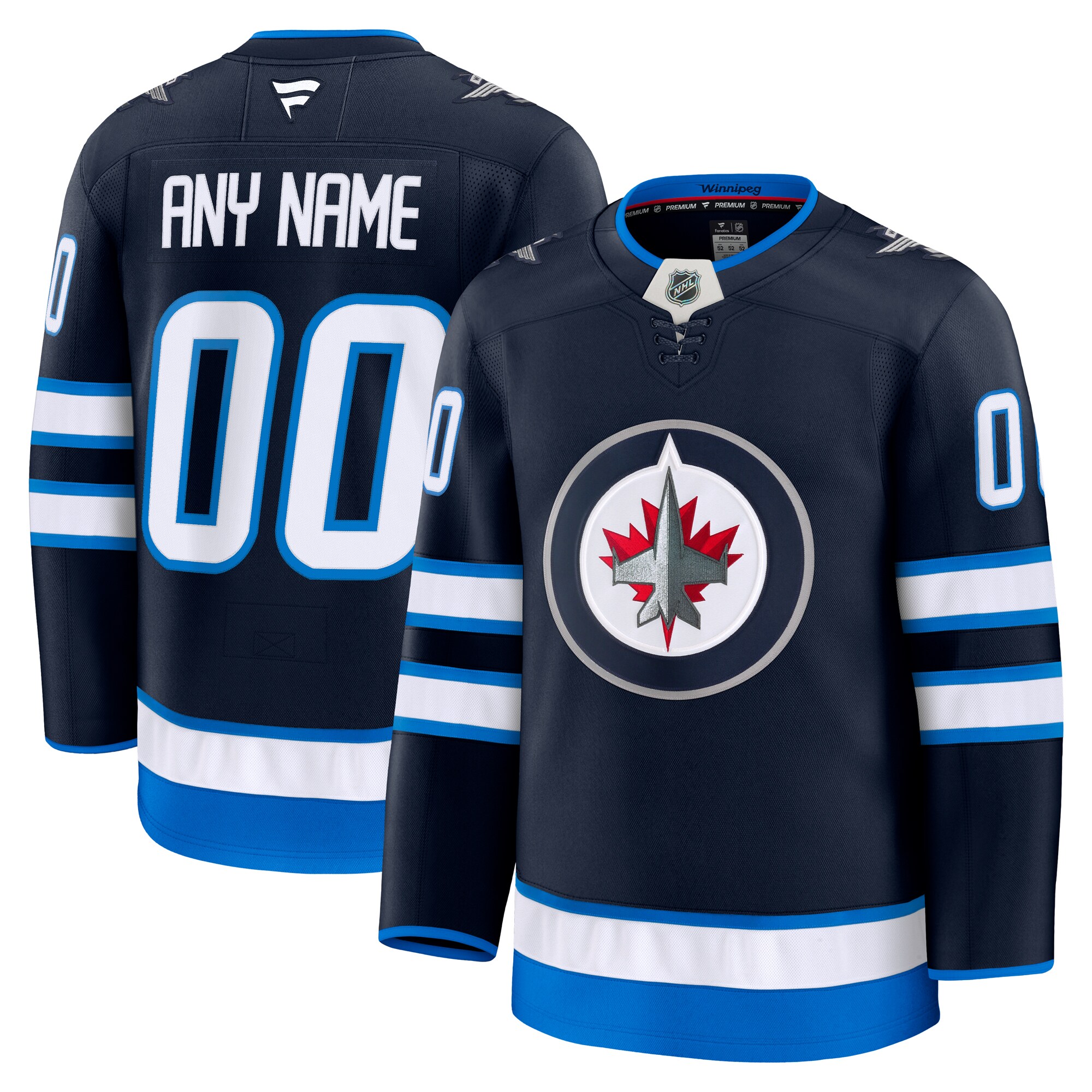 Men's Winnipeg Jets Navy Home Premium Custom Jersey - JS972 