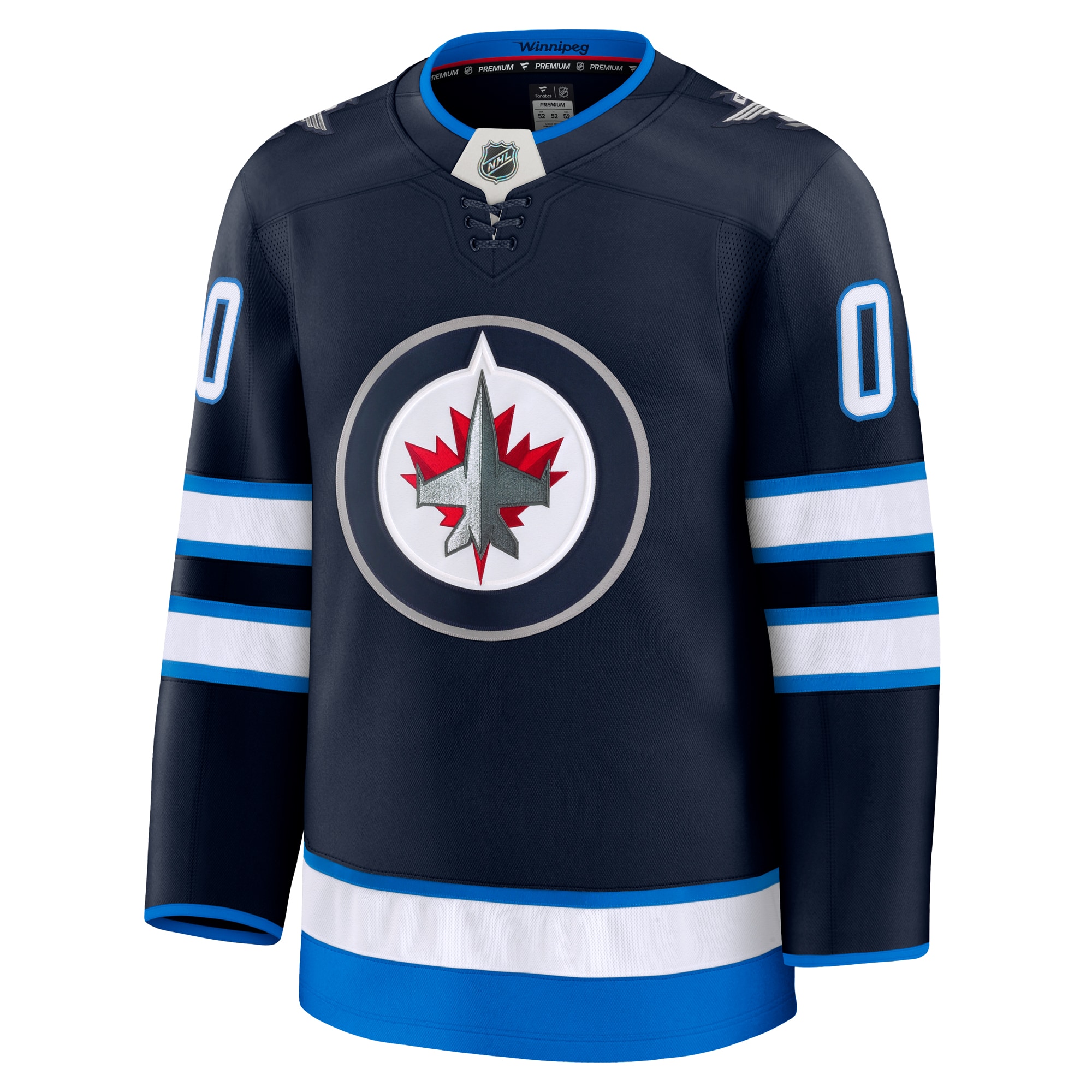 Alternative view of Men's Winnipeg Jets Navy Home Premium Custom Jersey - JS972 
