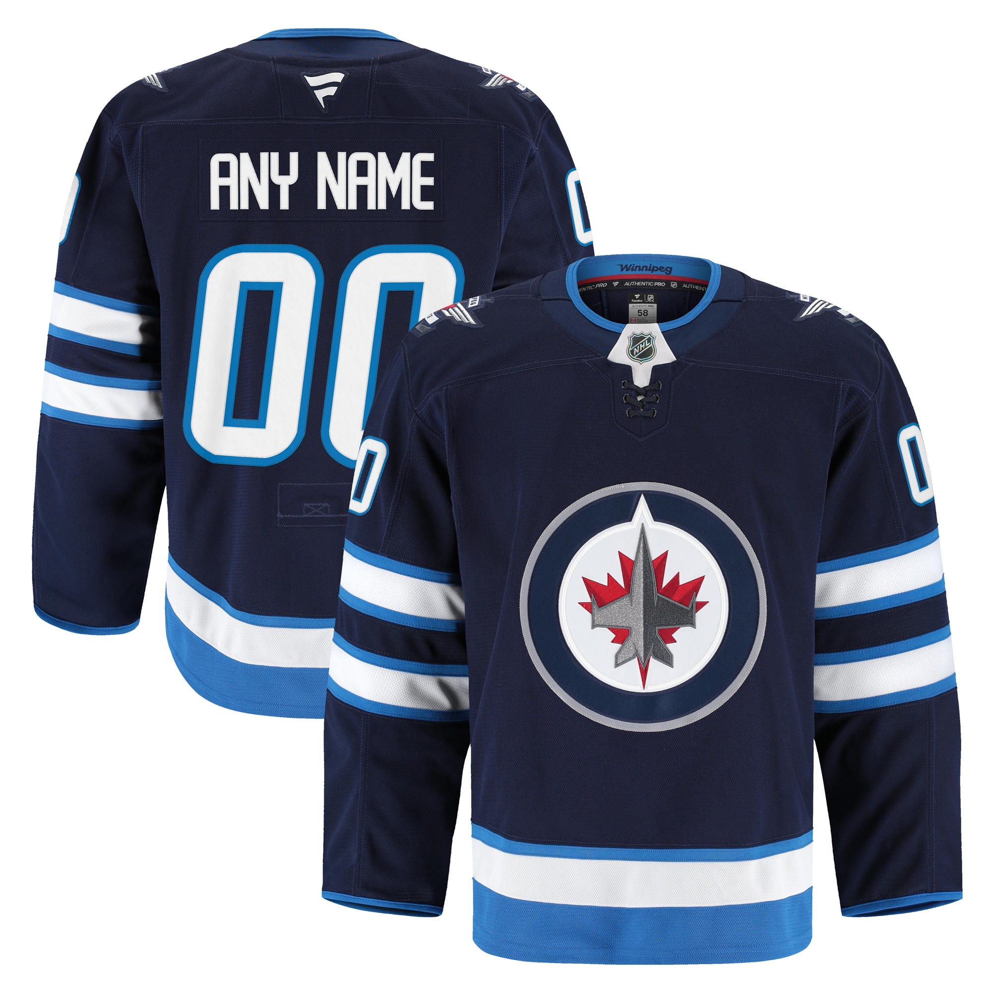 Men's Winnipeg Jets Navy Home Pro Custom Jersey - JS611 