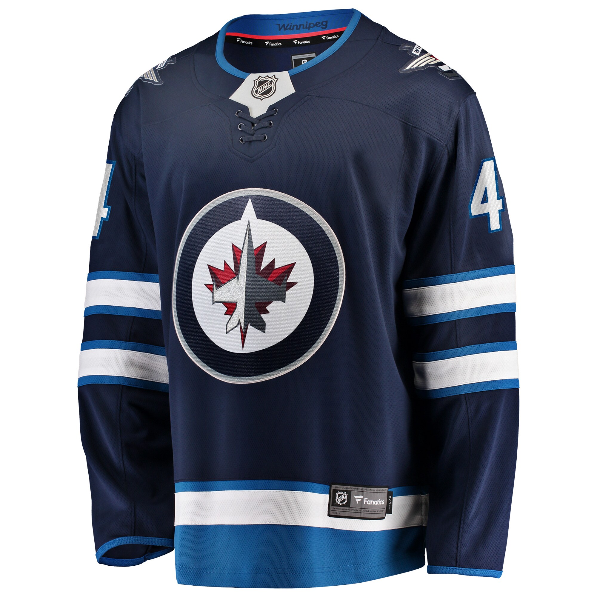 Alternative view of Men's Winnipeg Jets Neal Pionk Navy Home Breakaway Player Jersey - JS153 