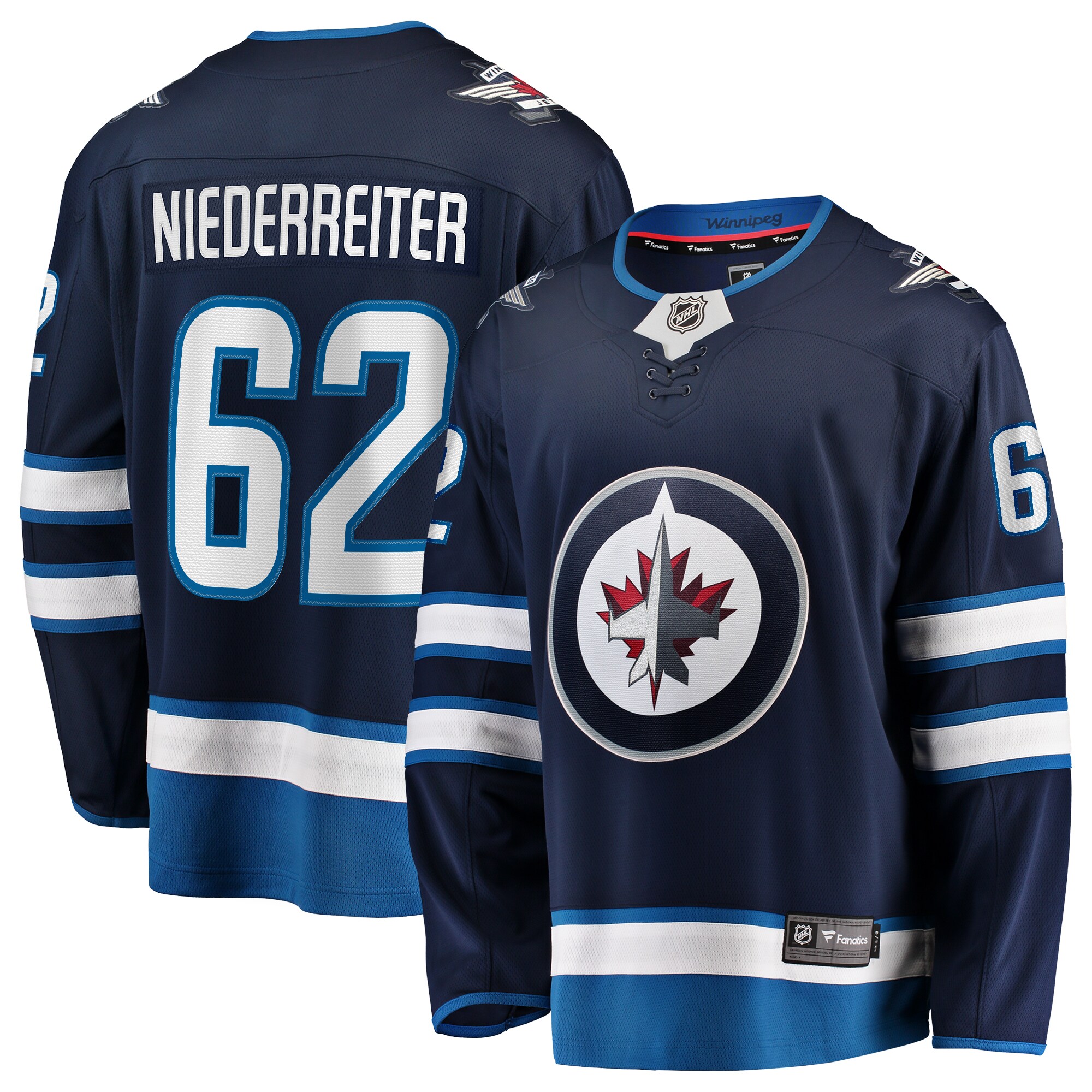 Men's Winnipeg Jets Nino Niederreiter Navy Home Premier Breakaway Player Jersey - JS189 