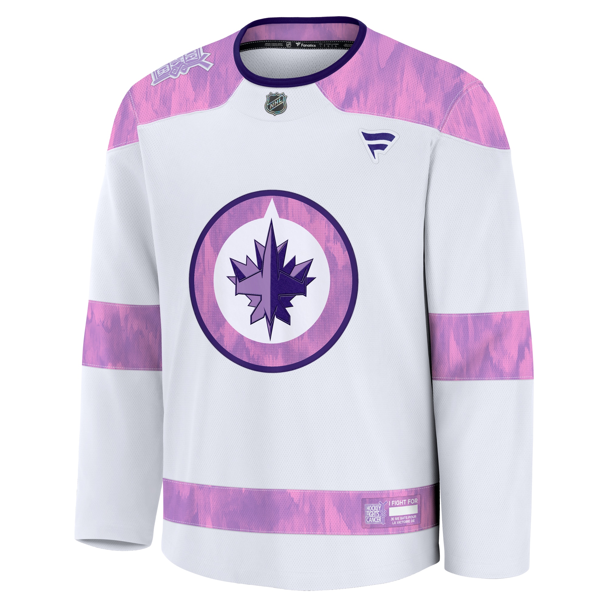 Alternative view of Men's Winnipeg Jets White 2024 Hockey Fights Cancer Practice Jersey - JS621 