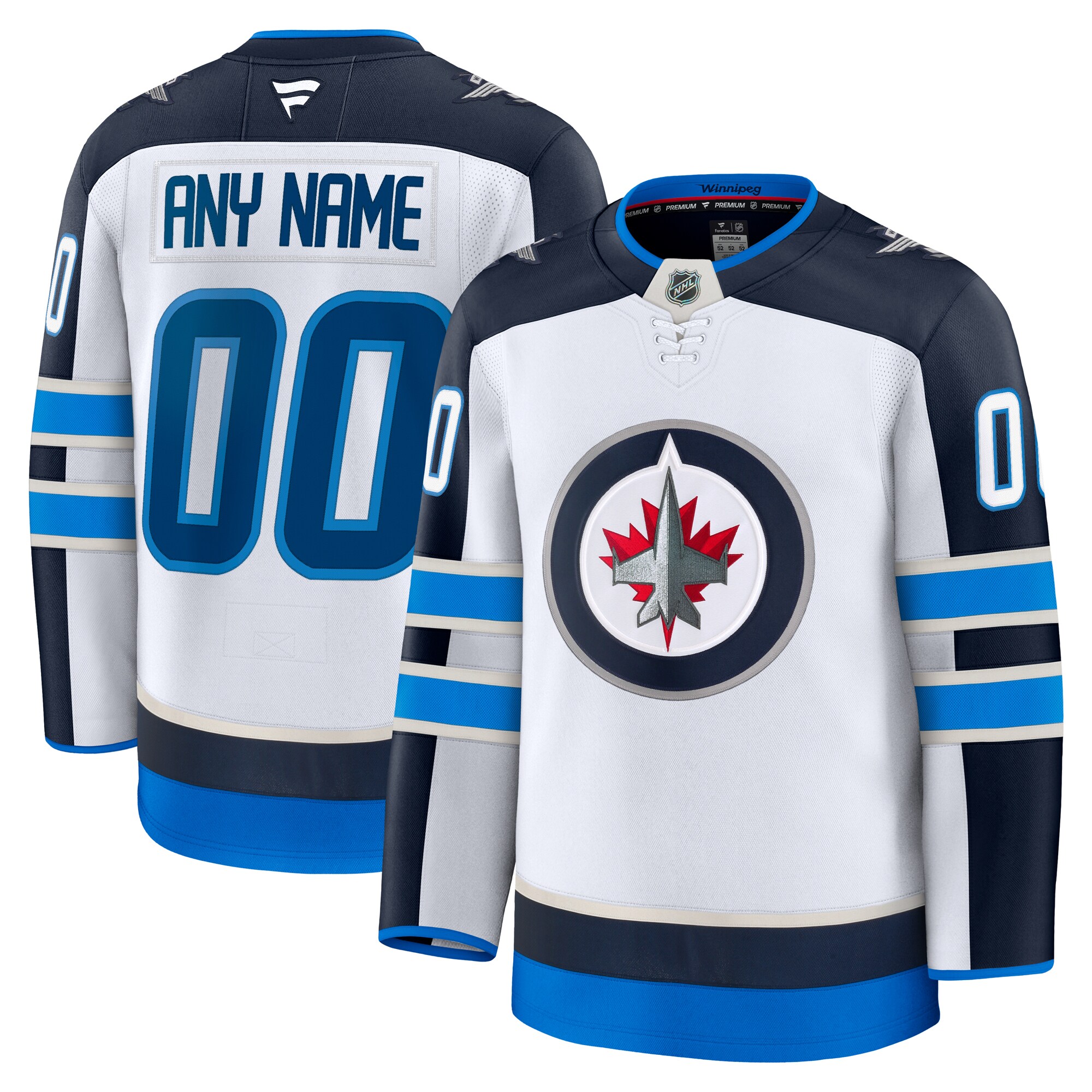 Men's Winnipeg Jets White Away Premium Custom Jersey - JS440 