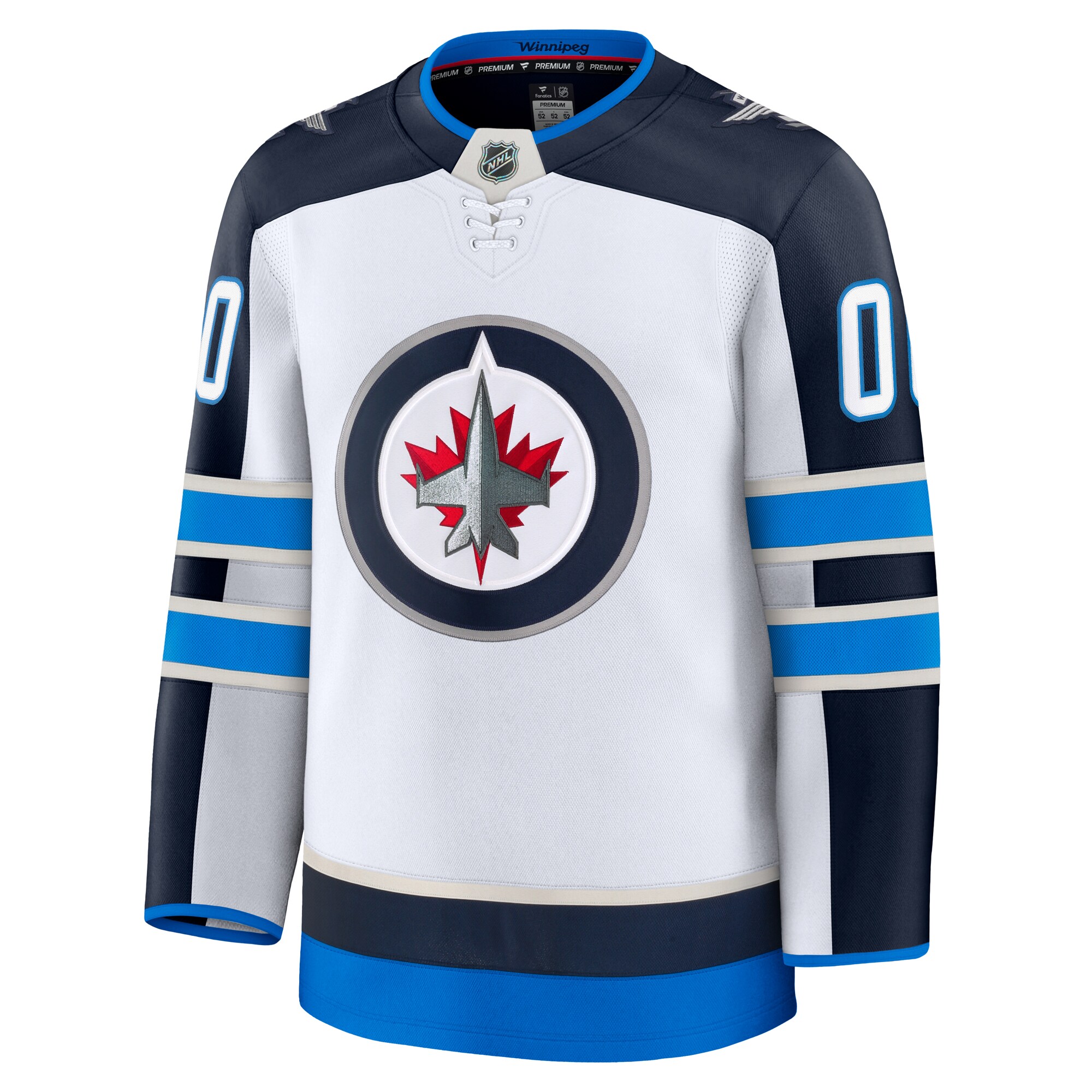Alternative view of Men's Winnipeg Jets White Away Premium Custom Jersey - JS929 