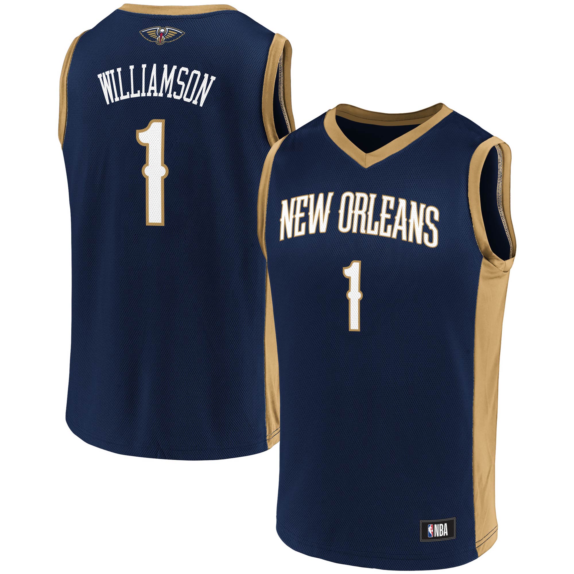 Alternative view of Men's Zion Williamson Navy/gold New Orleans Pelicans Replica Jersey